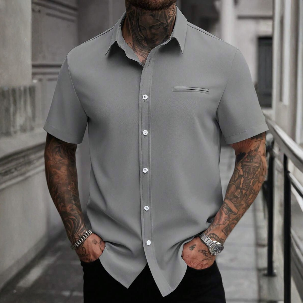 Casual Business Short Sleeve Formal Office Daily Work Shirt For Men