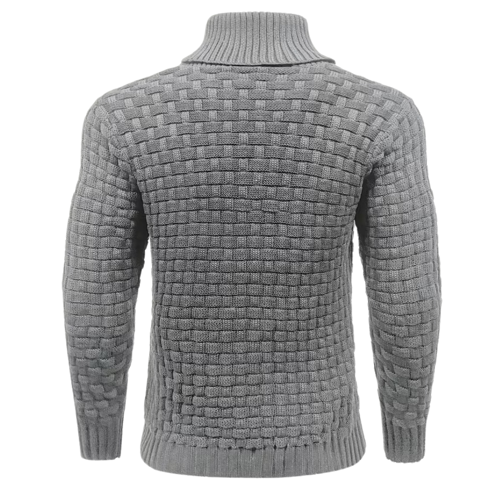 Casual Waffle Knit Lapel Button Sweater For Men