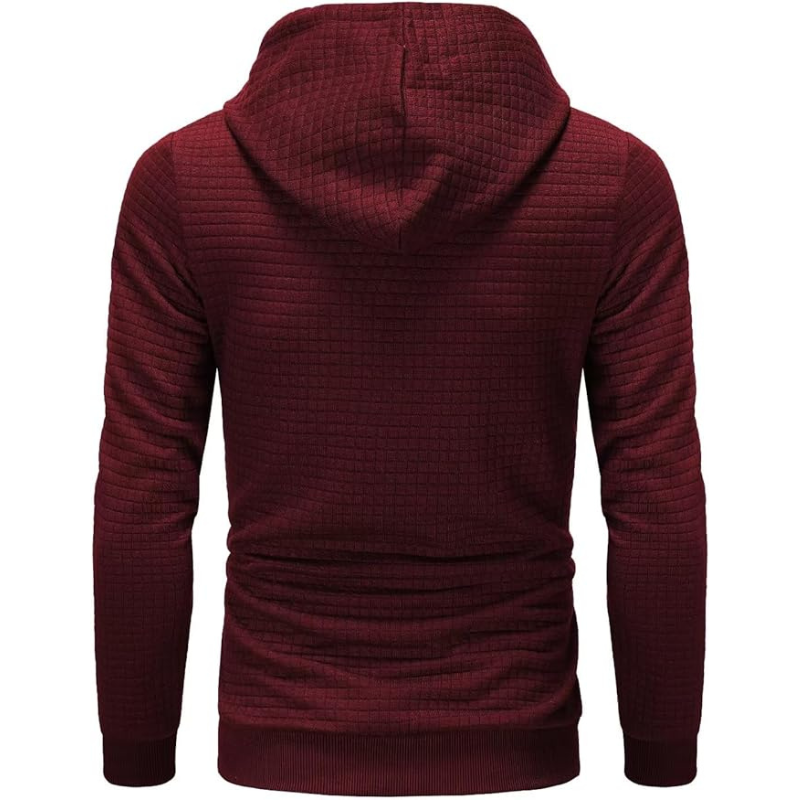  Mens Pullover Hoodies Plaid Jacquard Long Sleeve Drawstring Hipster
