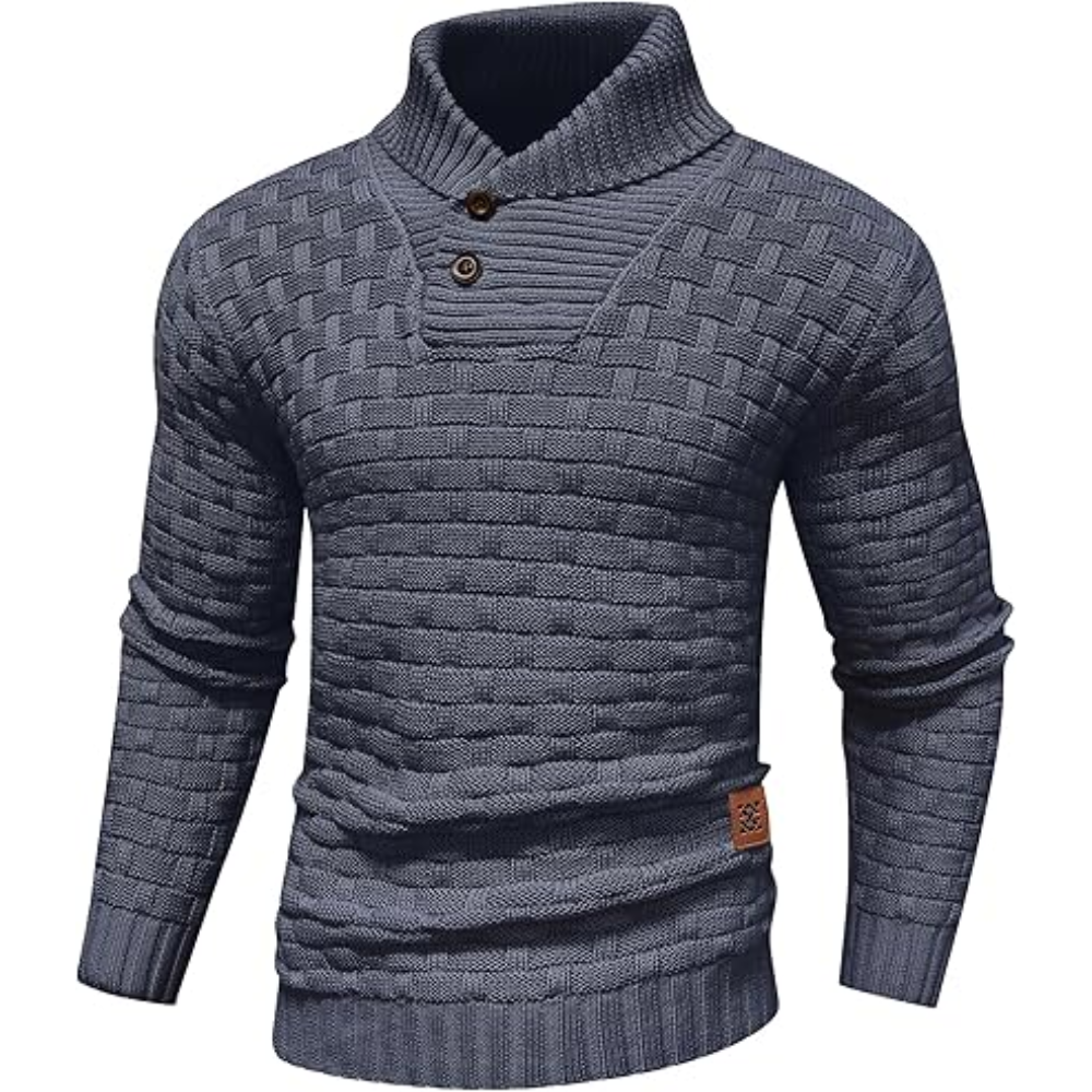 Men's Turtleneck Sweater Shawl Collar Pullover Sweaters Regular Fit Knitted Tops