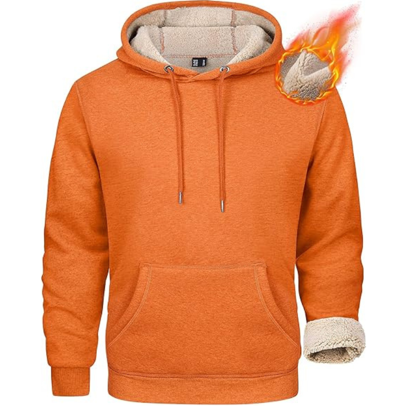 Mens Heavy Hoodie Sherpa Fleece Lined Pullover Thick Winter Hooded Sweatshirt