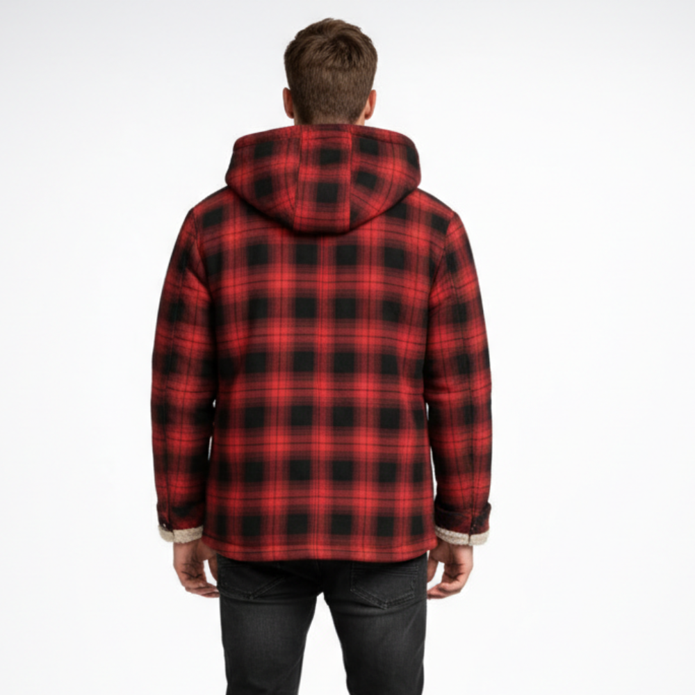 [Copy]Men's Long Sleeve Quilted Lined Flannel Shirt Jacket with Hood