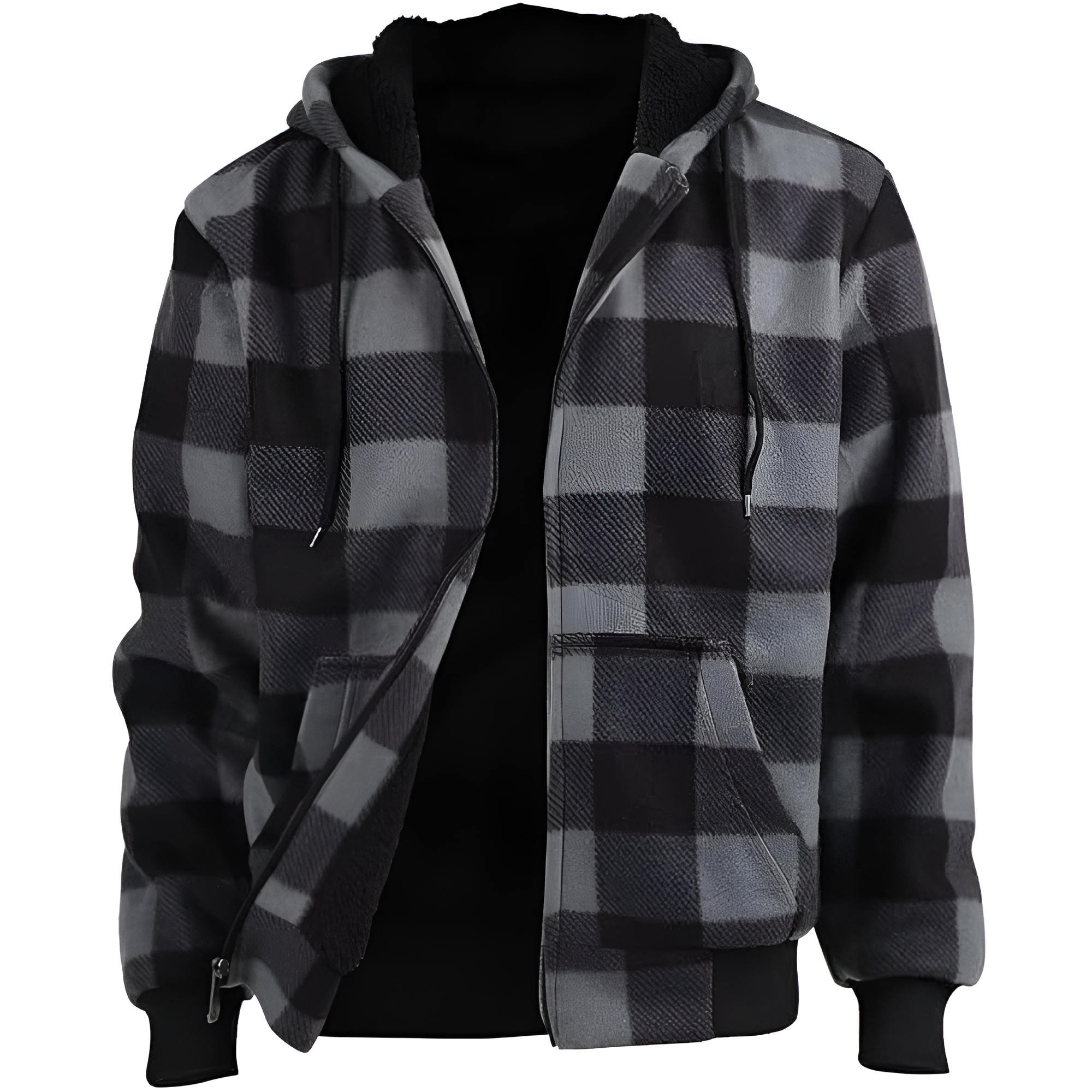 Winter Heavy Warm Sherpa Lined Fleece Plaid Flannel Jacket 