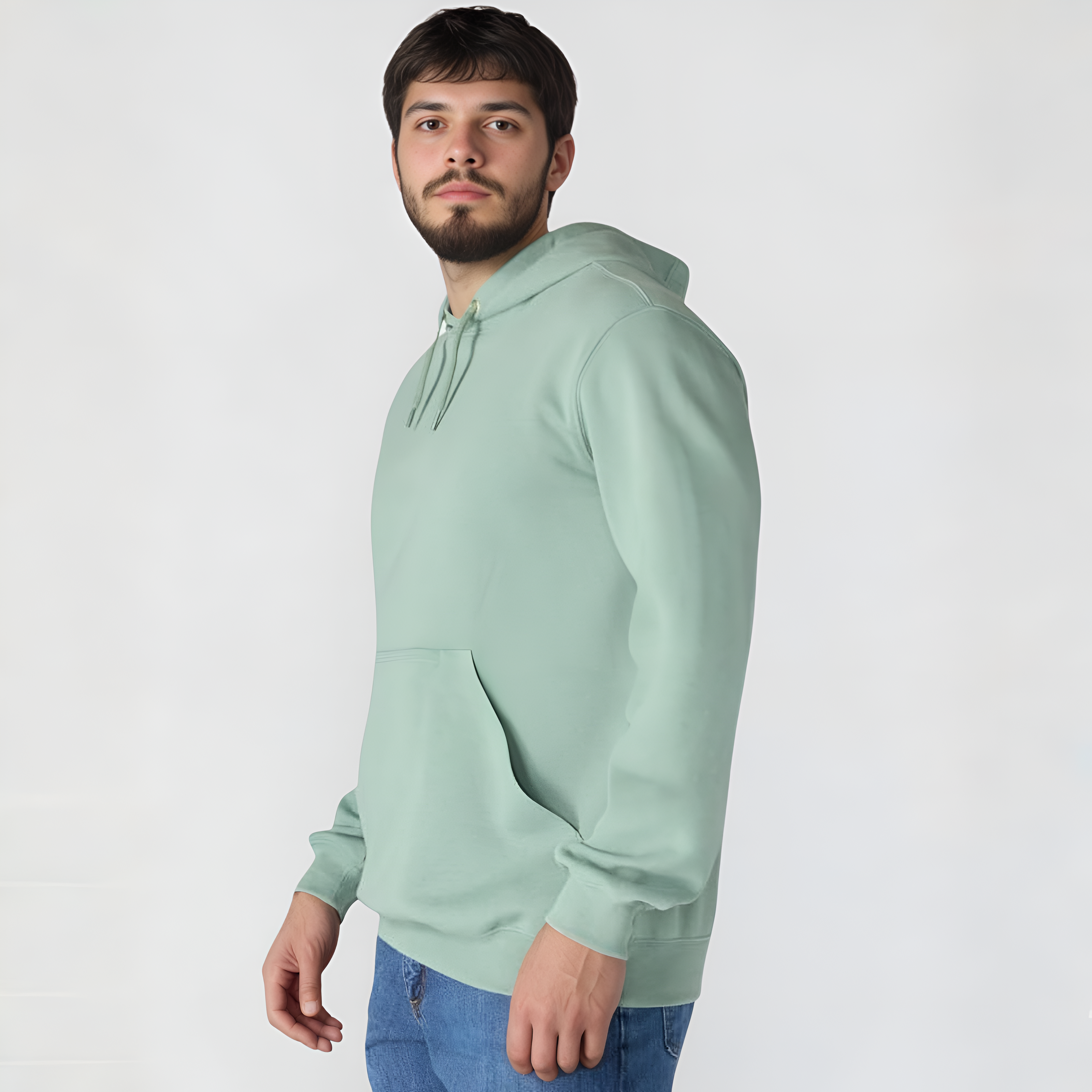 Midweight Pullover Hoodie with Graphic Logo Sleeve