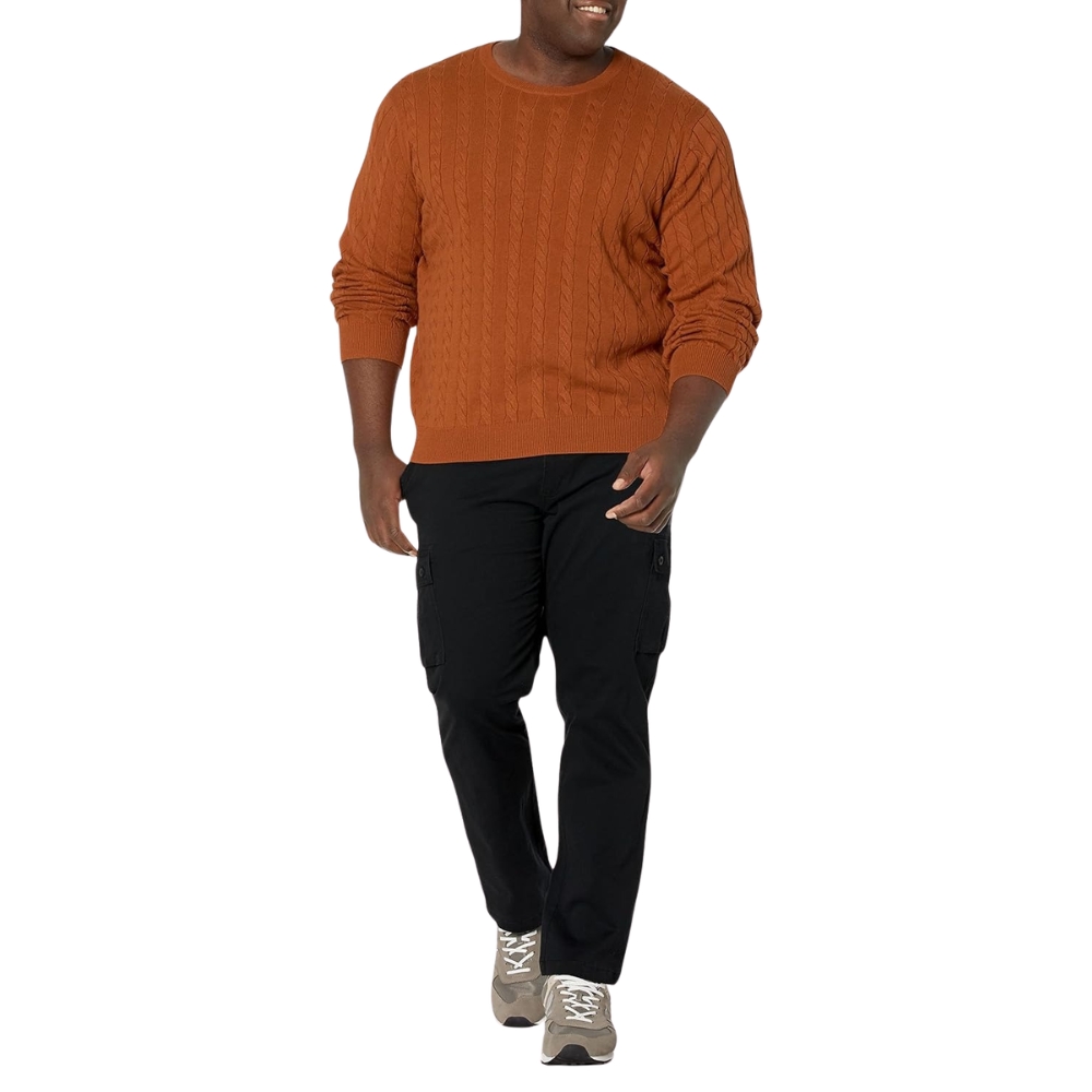 Men's Crewneck Cable Cotton Sweater