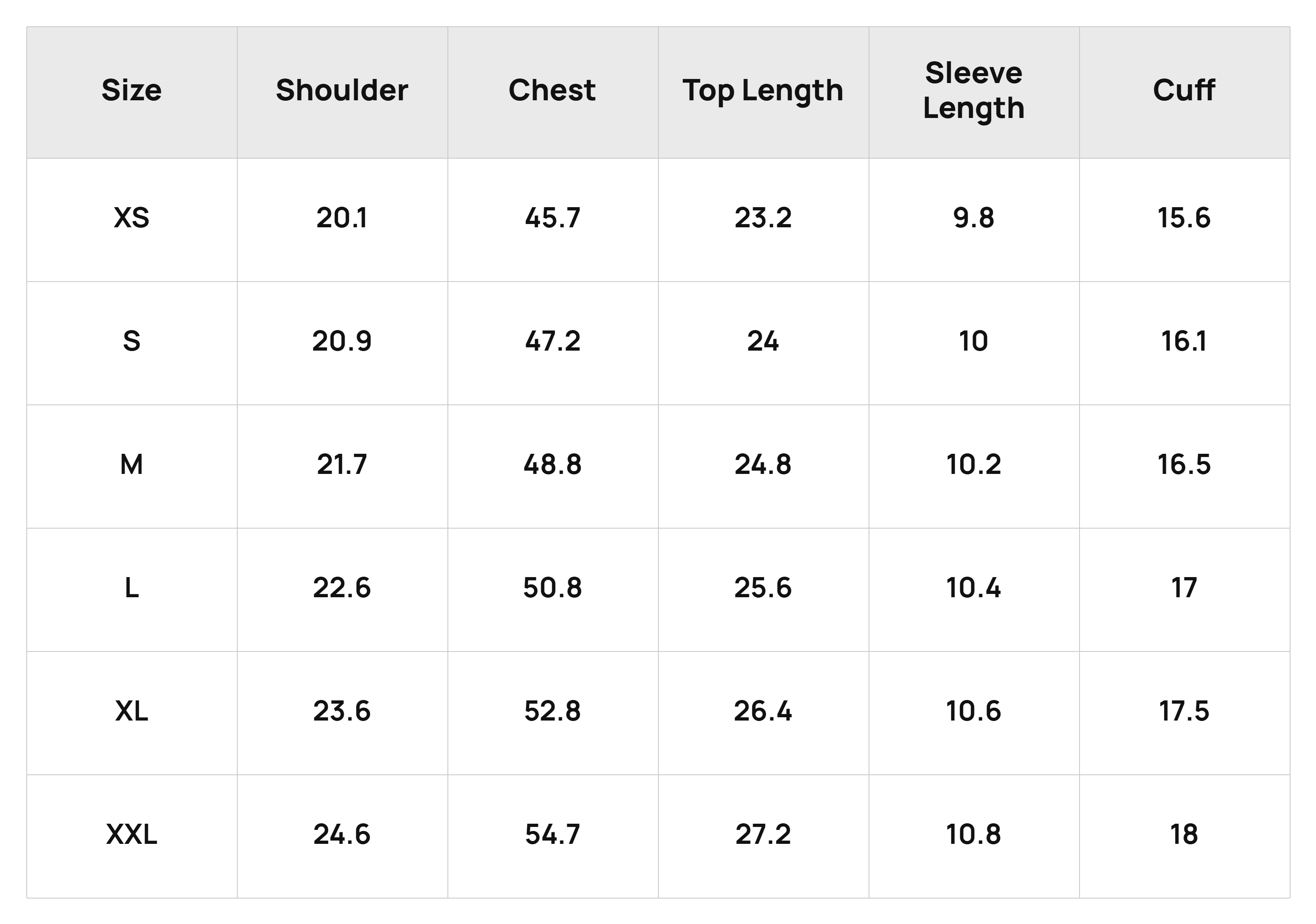 Size Chart