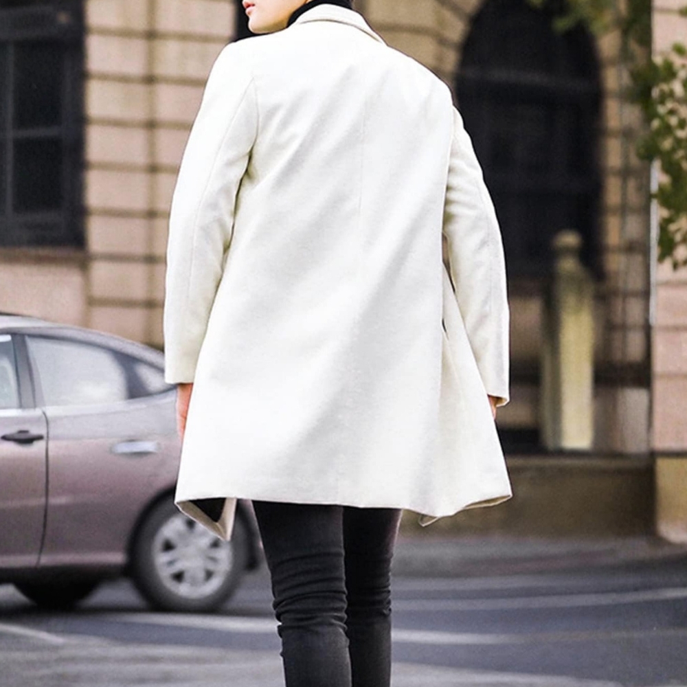 Men's Wool Blend Pea Coat Notched Collar Single Breasted Overcoat Warm Winter Trench Coat