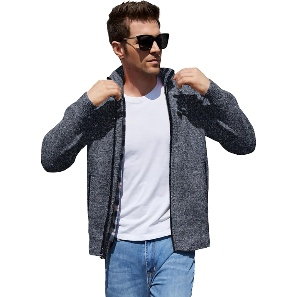Full Zip Knit Cardigan With Pockets