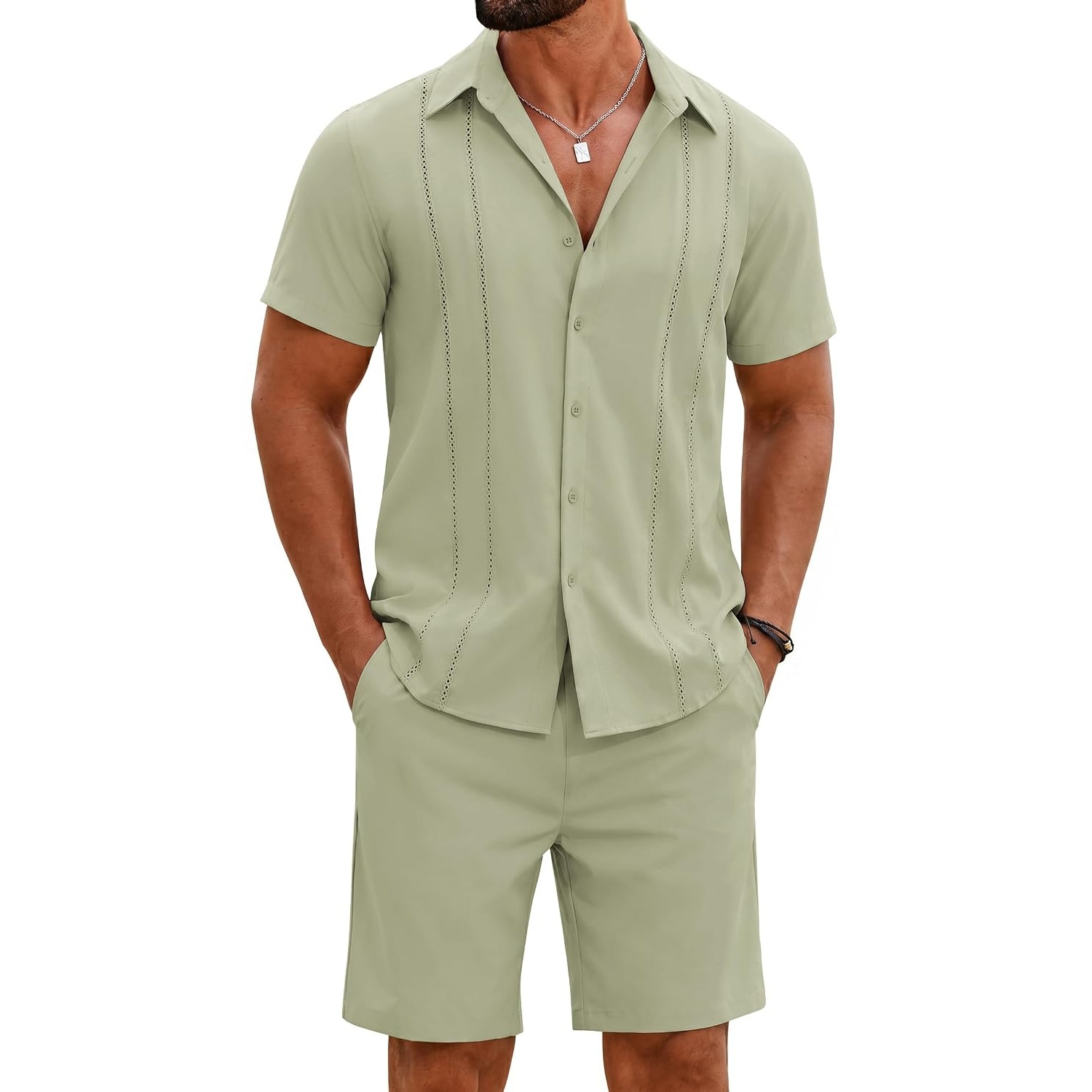 Summer Casual Beach Shorts And Shirt Set For Men
