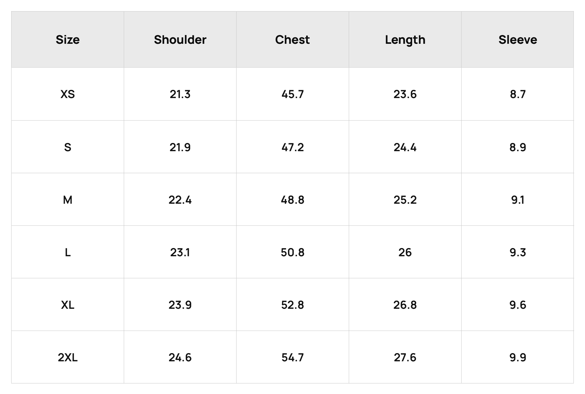 Size Chart