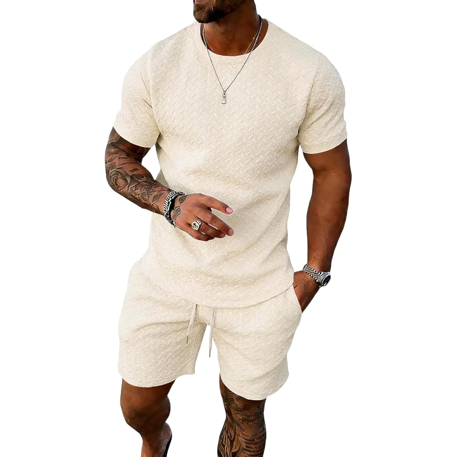 Casual Summer Shirt And Short Set For Men