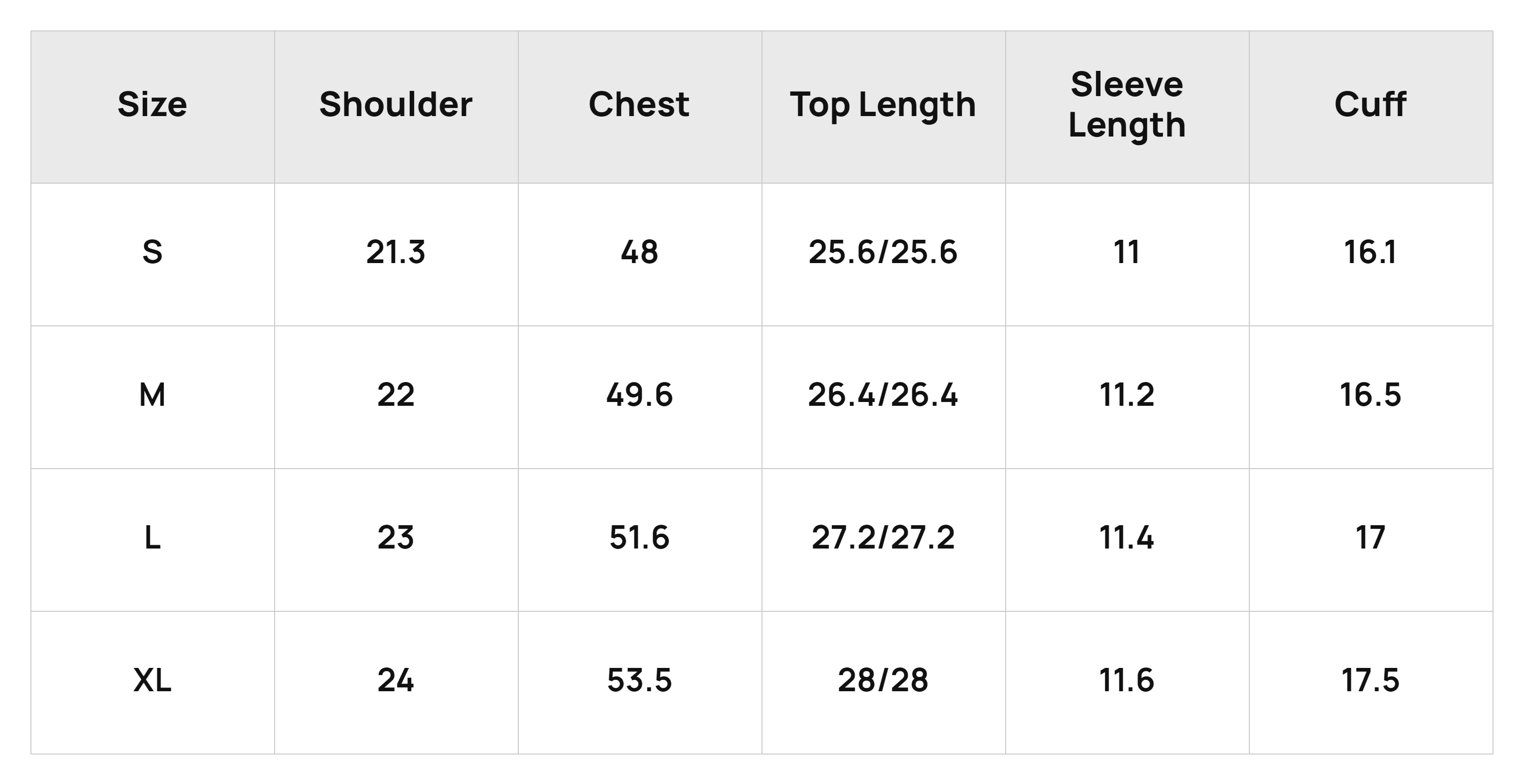 Size Chart