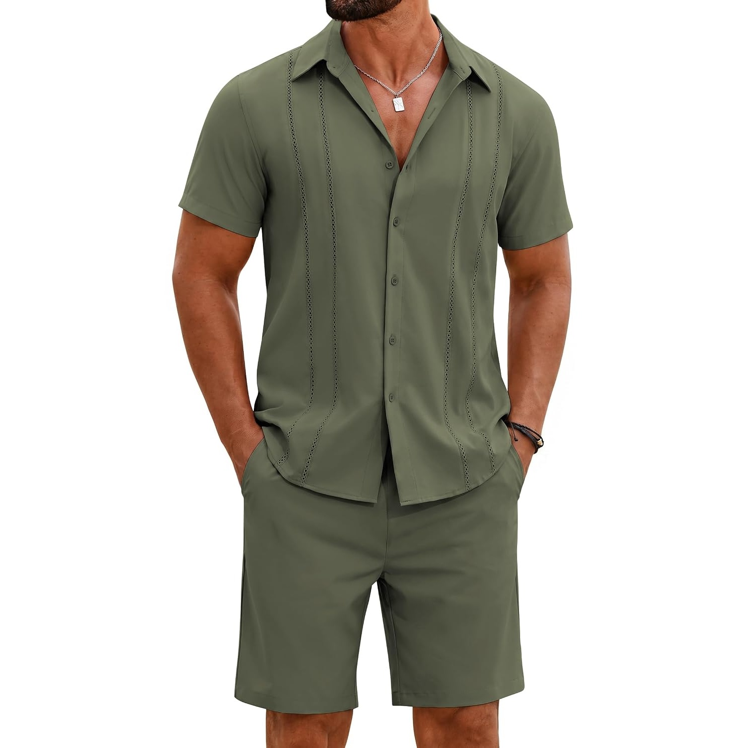 Summer Casual Beach Shorts And Shirt Set For Men