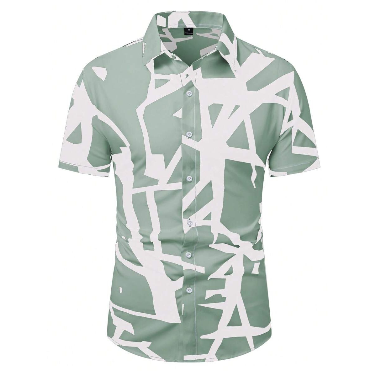 Casual Geometric Print Contrast Short Sleeve Shirt