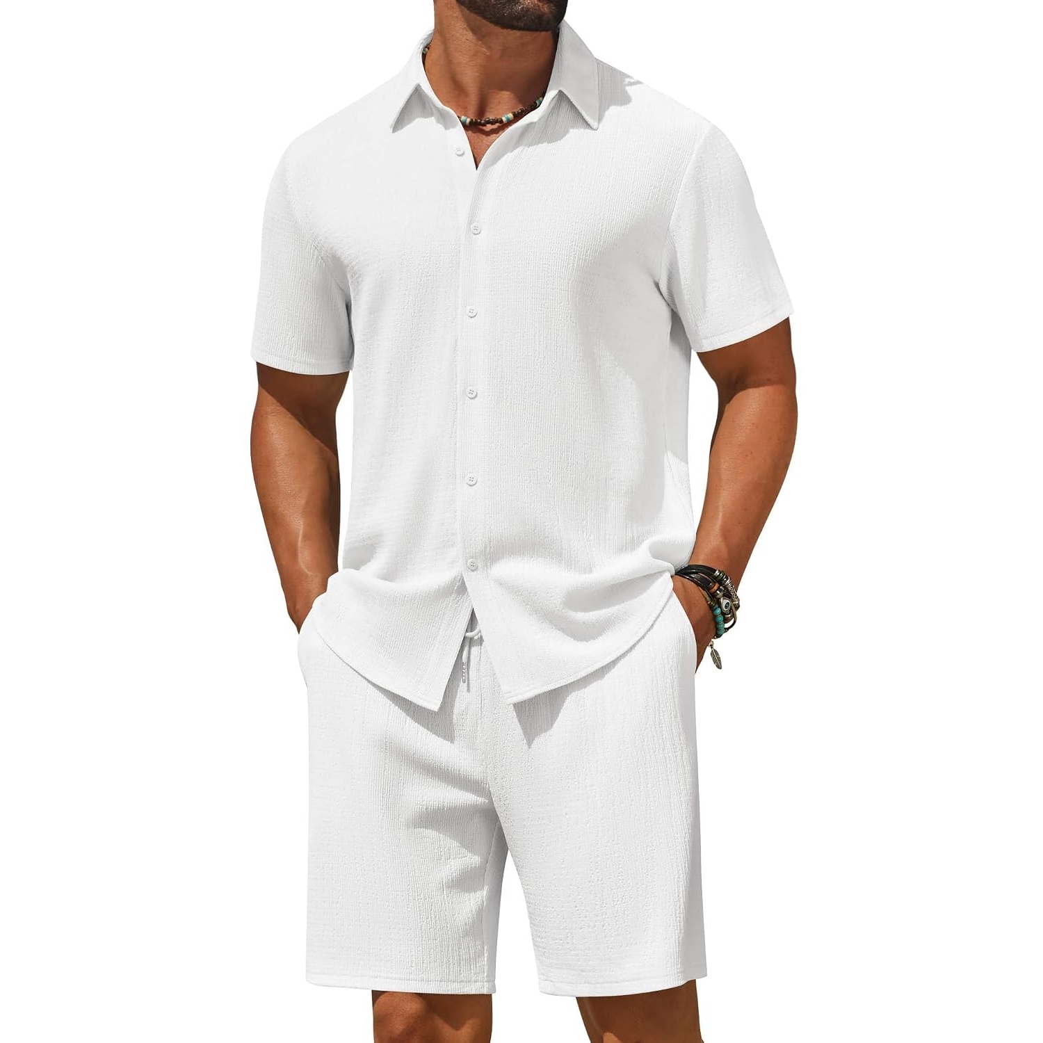 Casual Beach Short And Shirt Outfit Set For Men