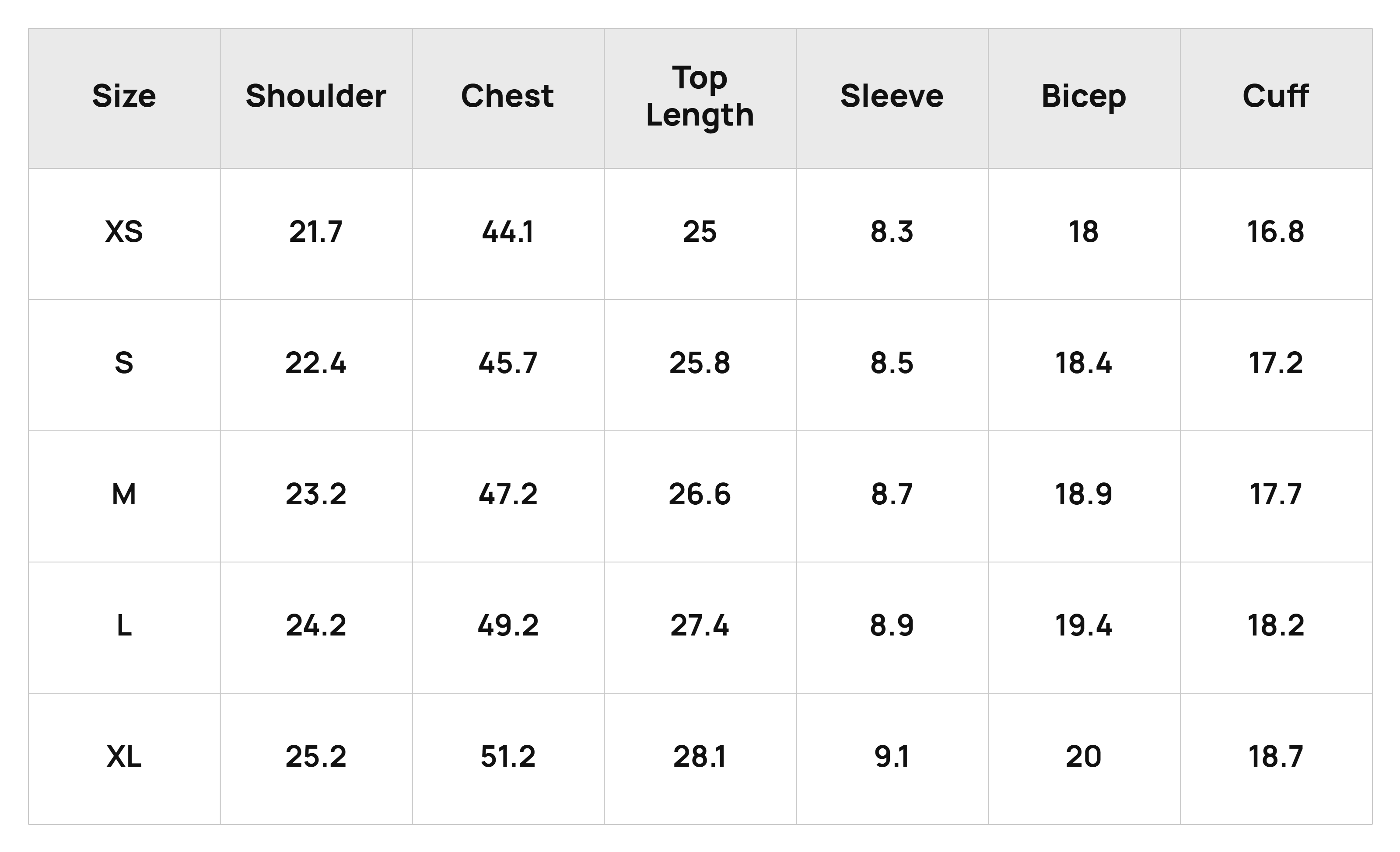 Size Chart