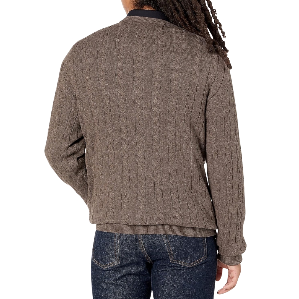 Men's Crewneck Cable Cotton Sweater