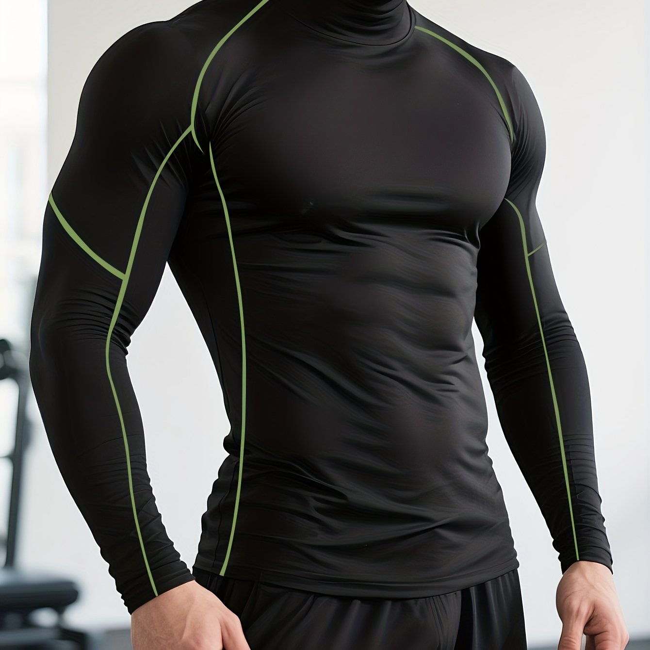 Long Sleeve High Collar Compression Shirt for Men