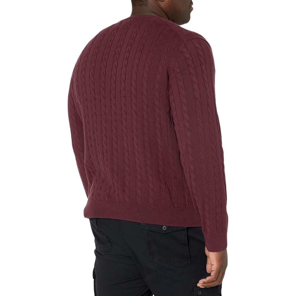 Men's Crewneck Cable Cotton Sweater
