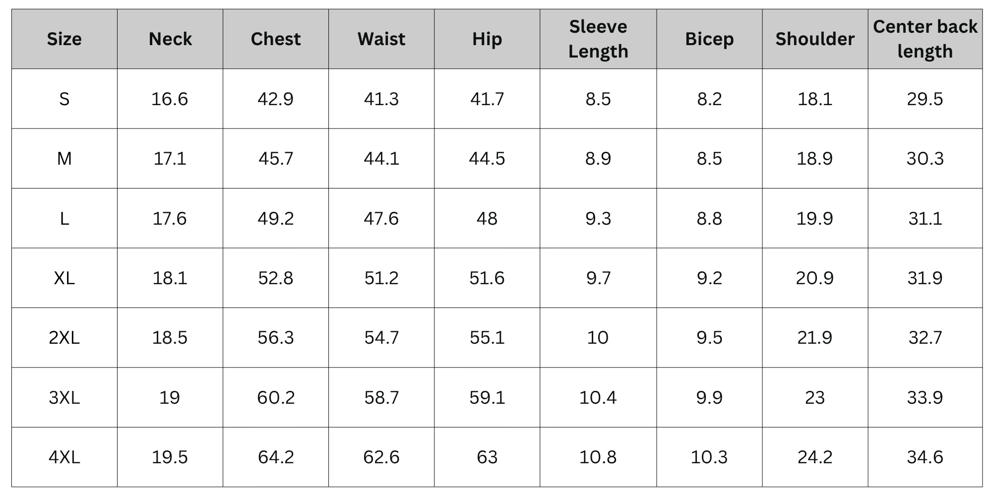 Size Chart