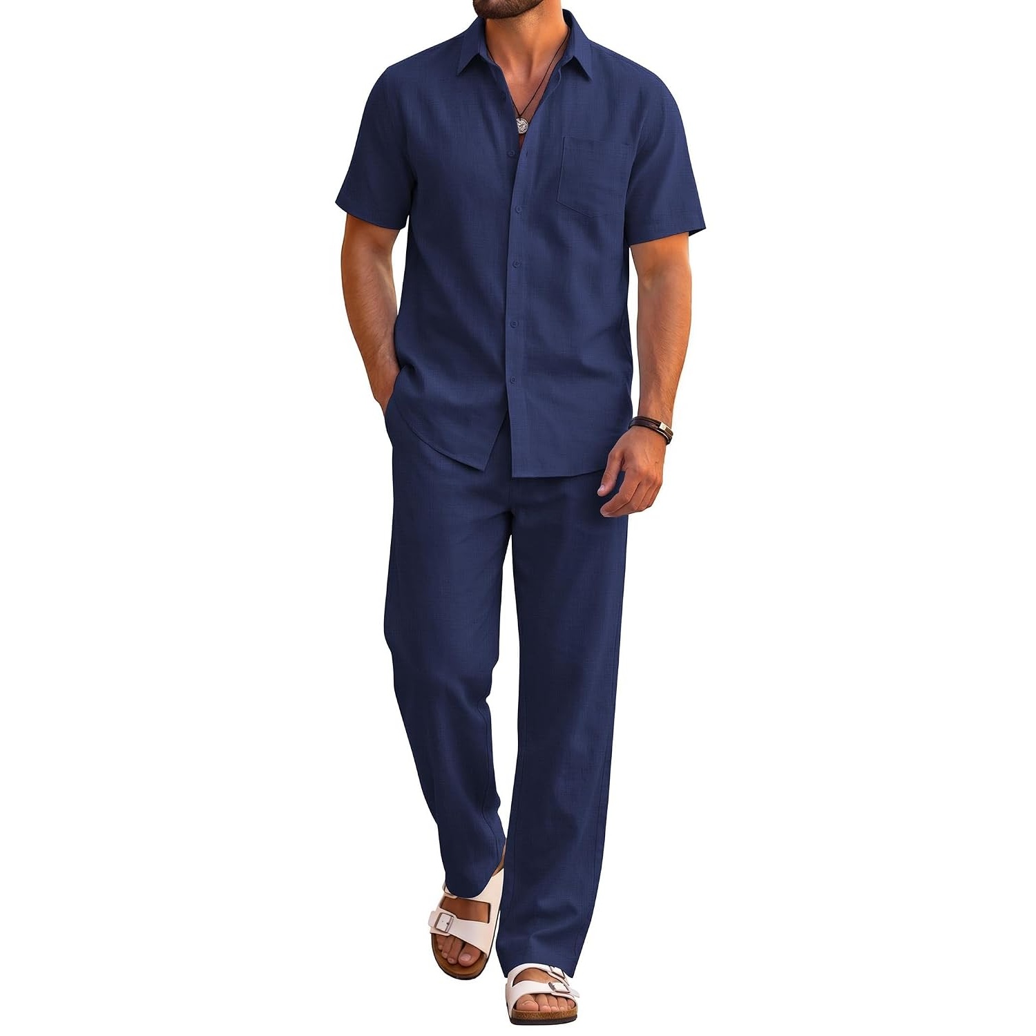 Casual Beach Shorts And Shirt Outfit Set For Men