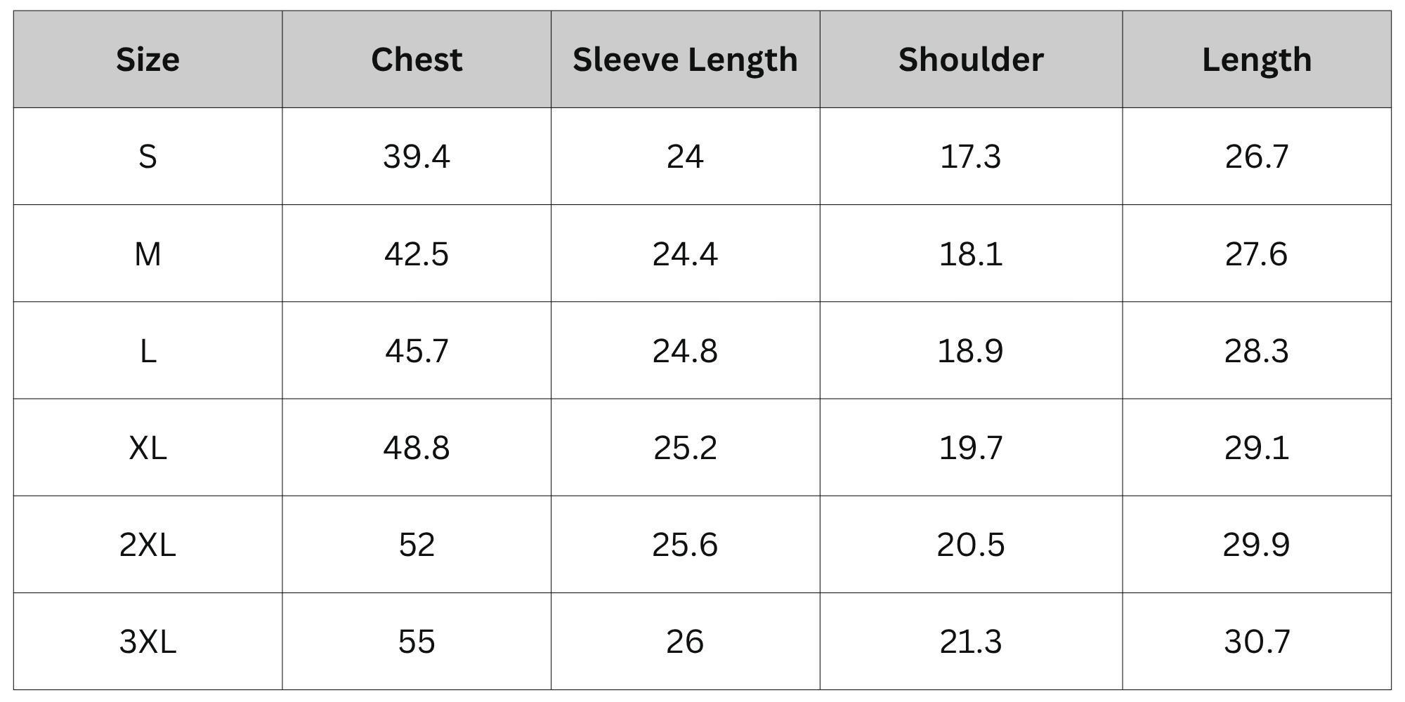 Size Chart