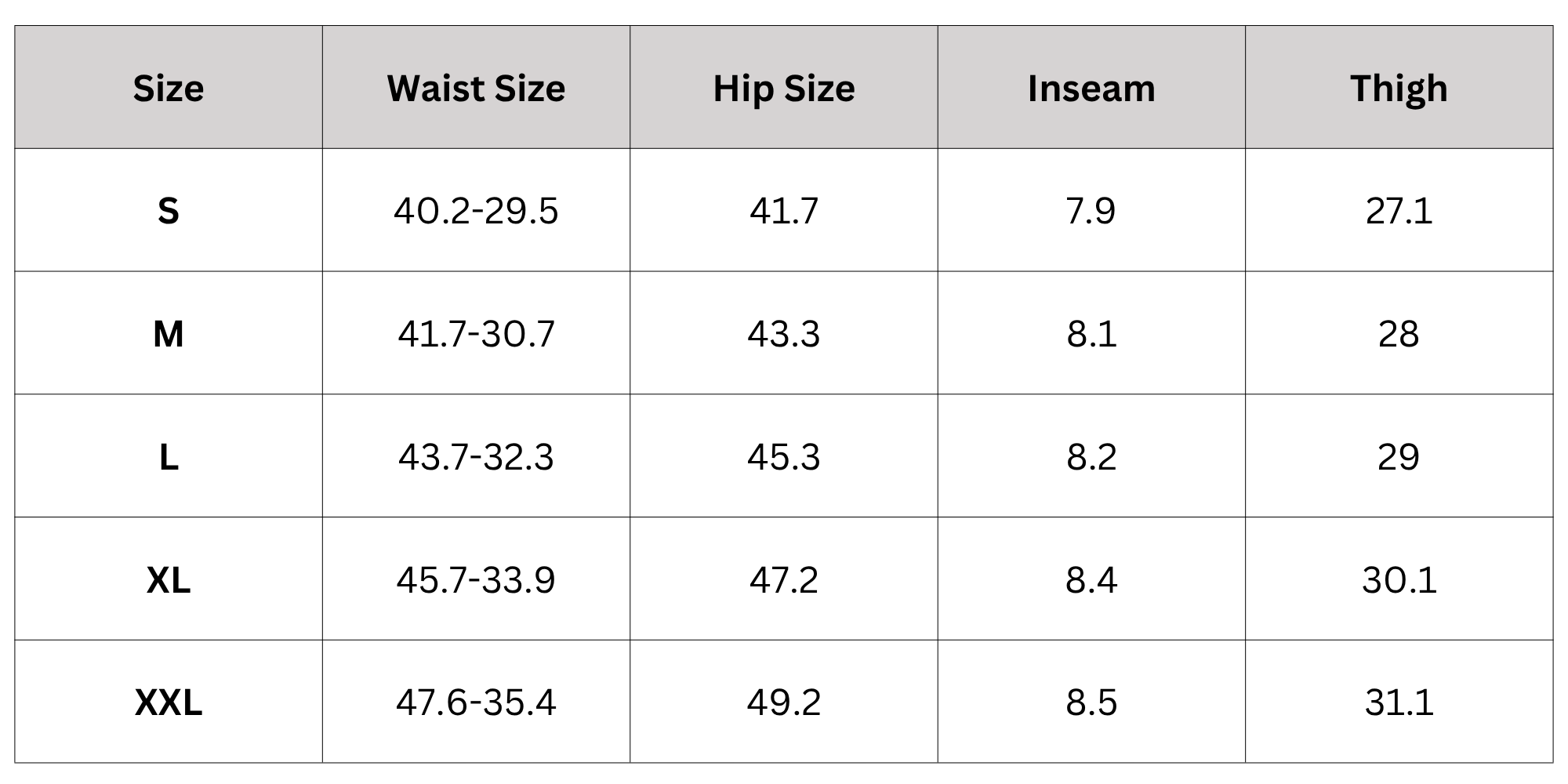Size Chart