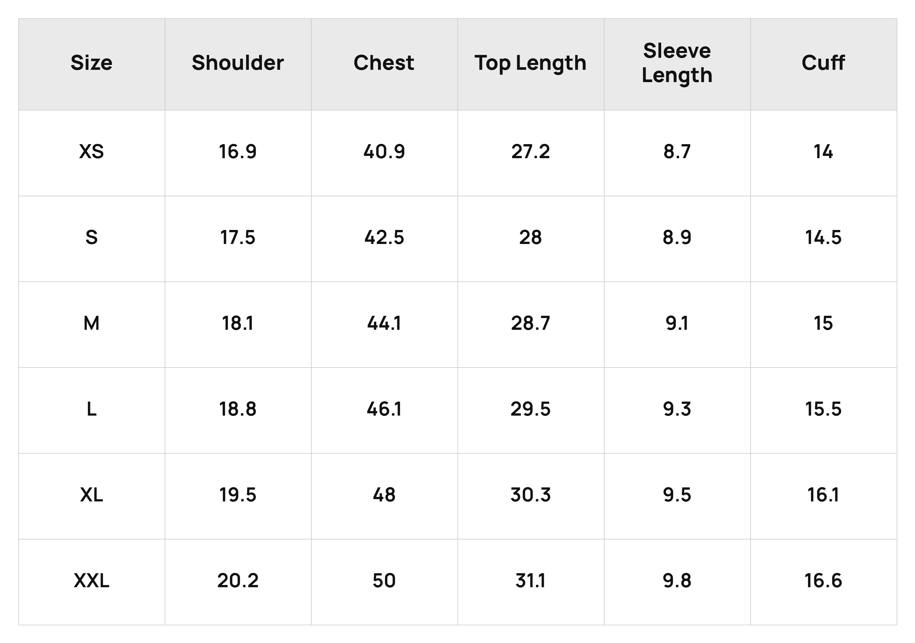 Size Chart