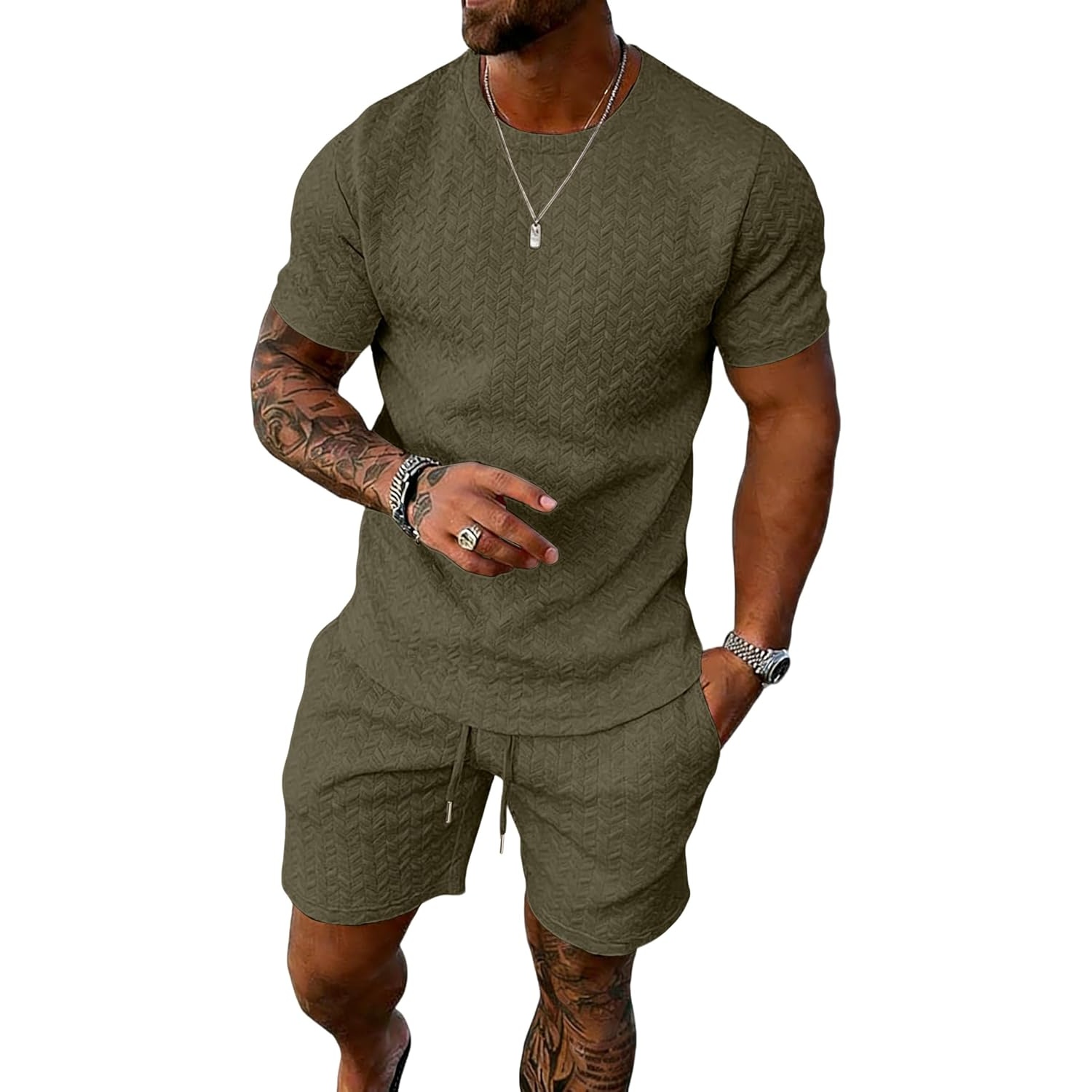 Casual Summer Shirt And Short Set For Men