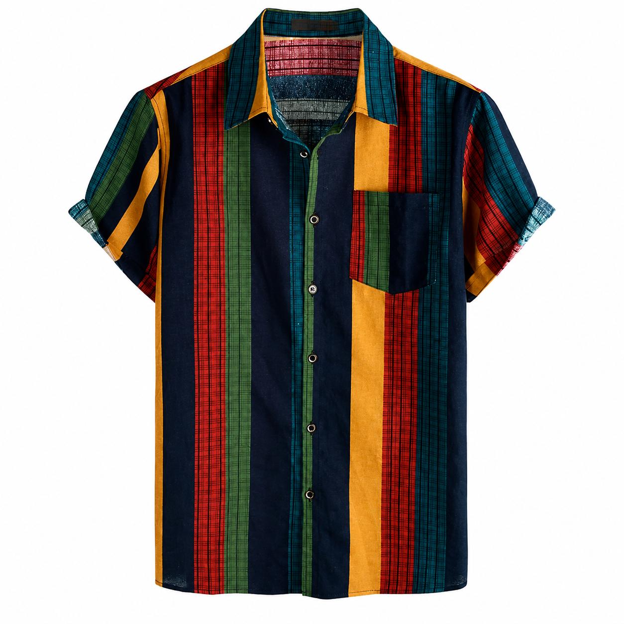 Printed Casual Short Sleeve Button Down Shirts For Men