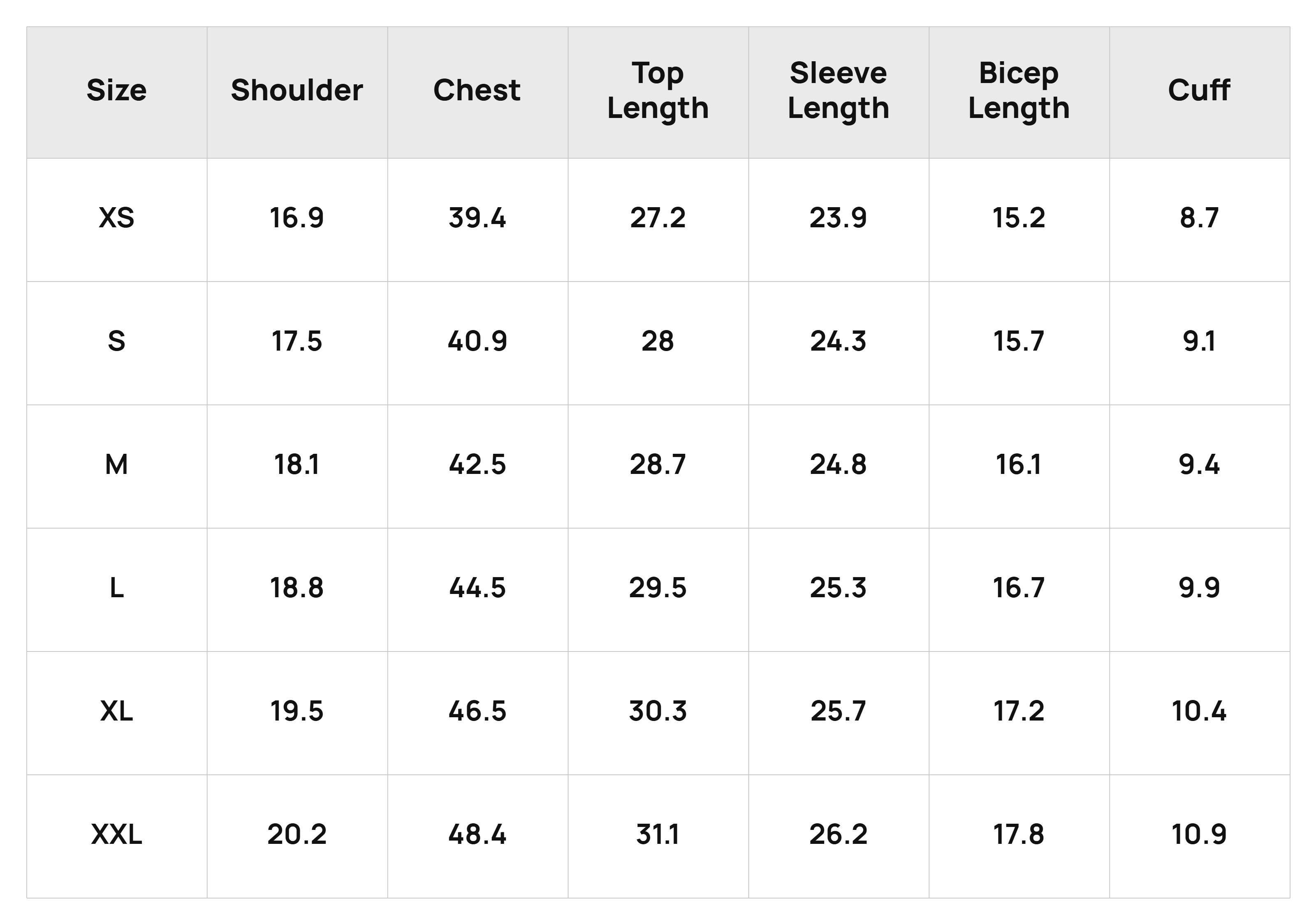 Size Chart
