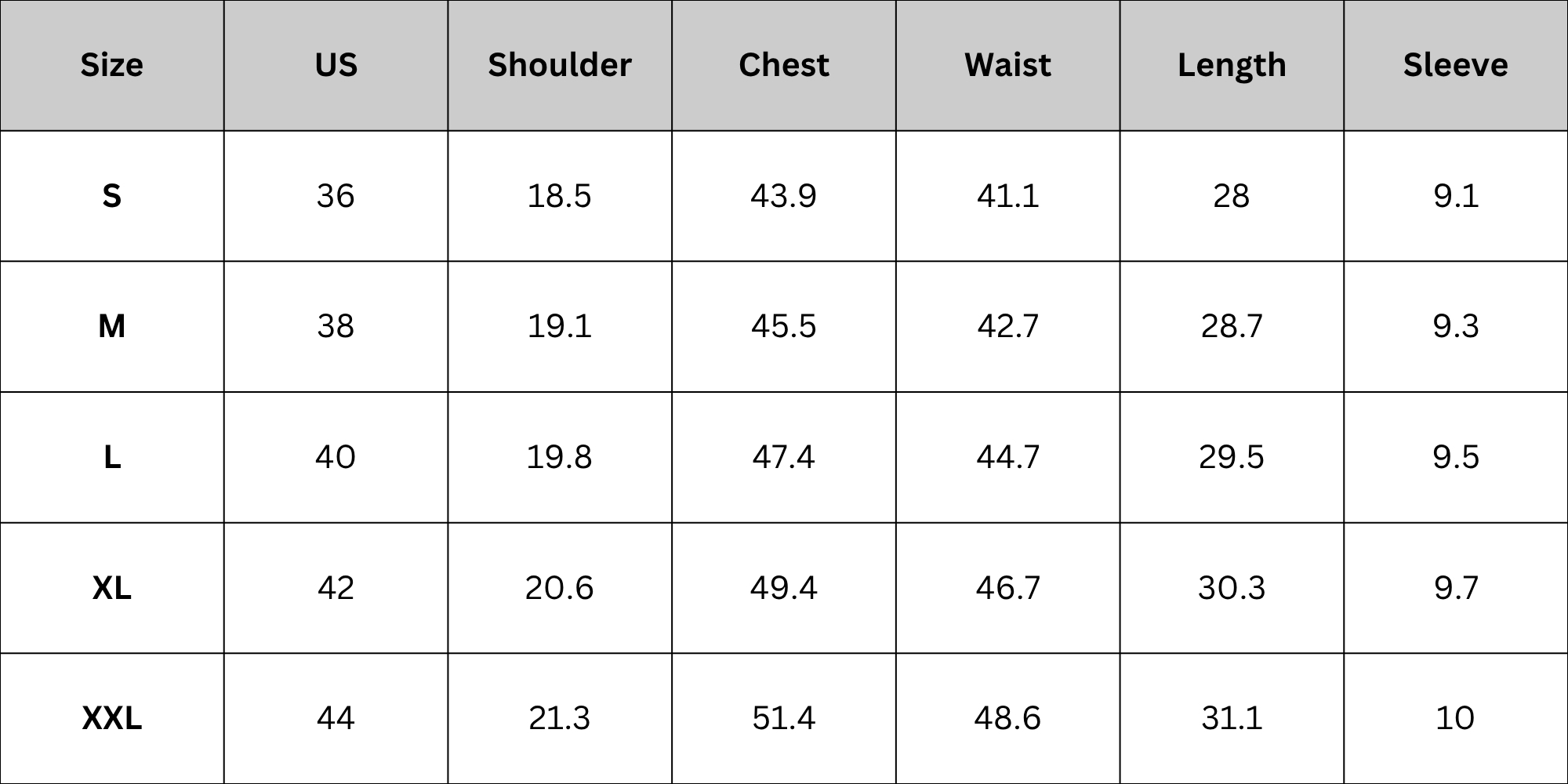 Size Chart