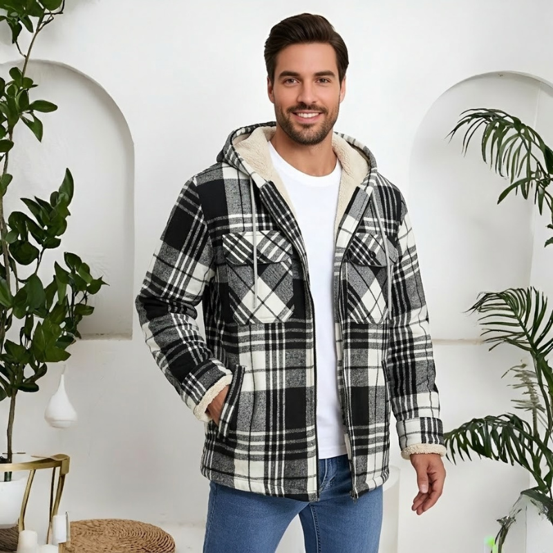Winter Flannel Zip Up Hoodie For Men