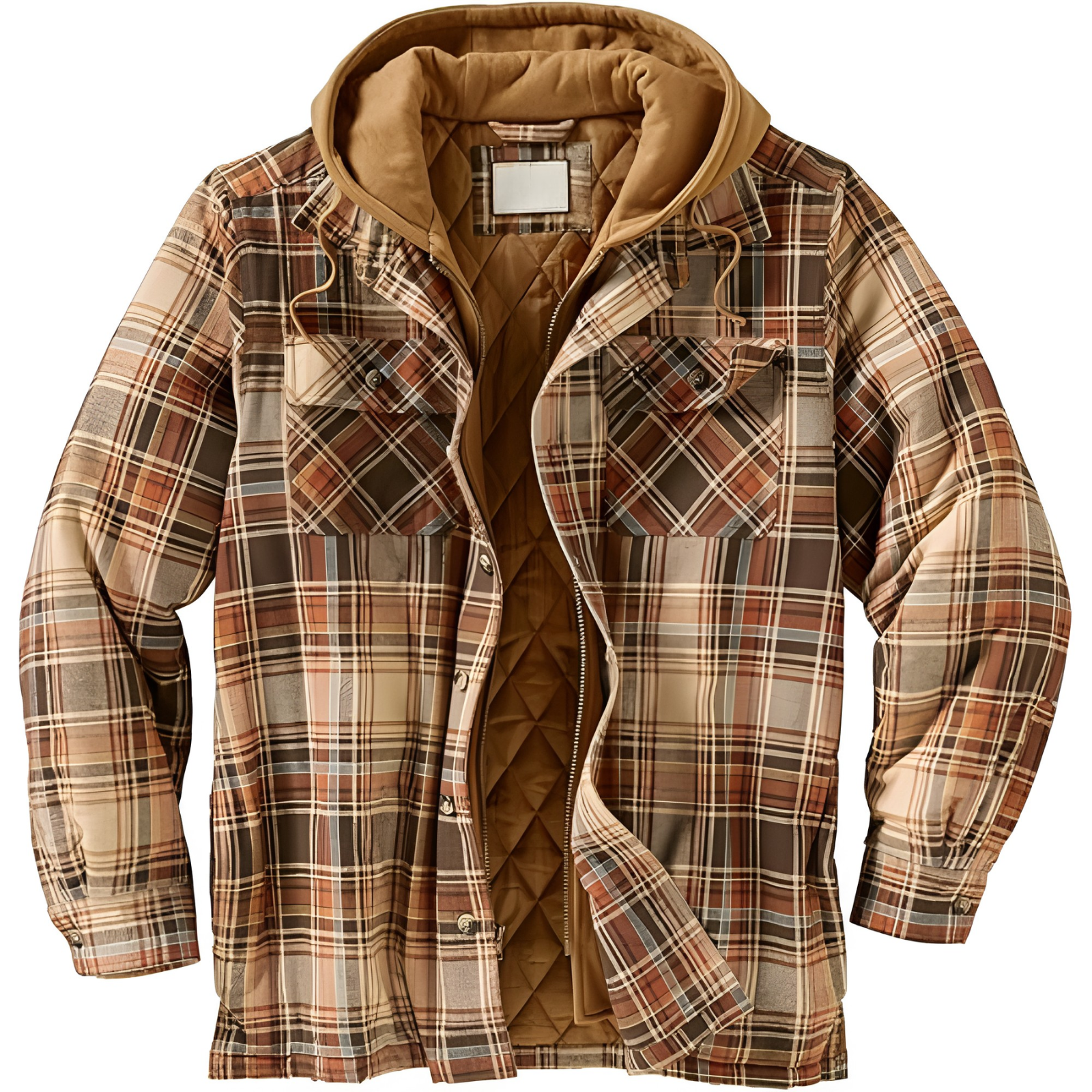 Insulated Plaid Winter Jacket For Men