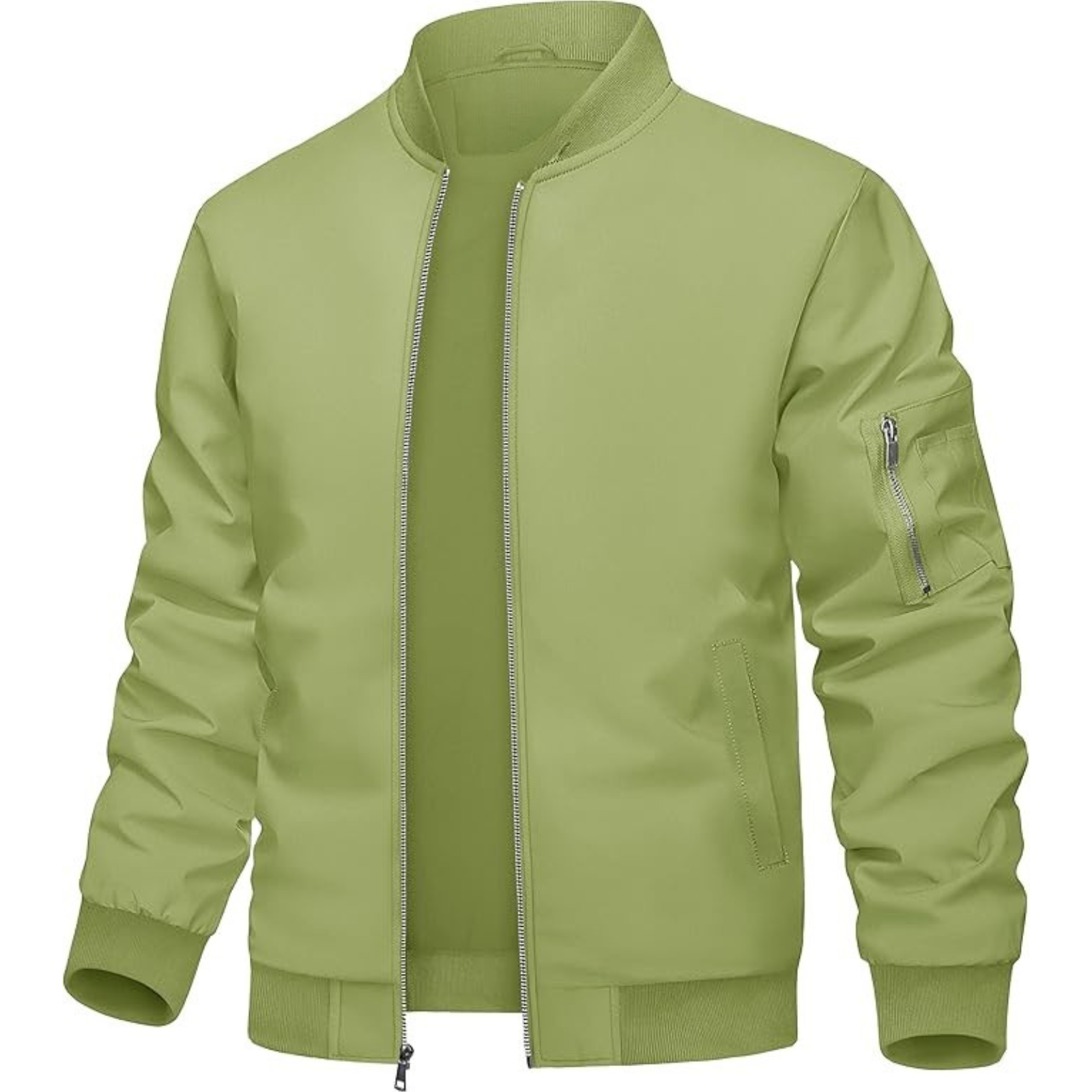 Lightweight Zip Up Bomber Jacket With Utility Pocket For Men