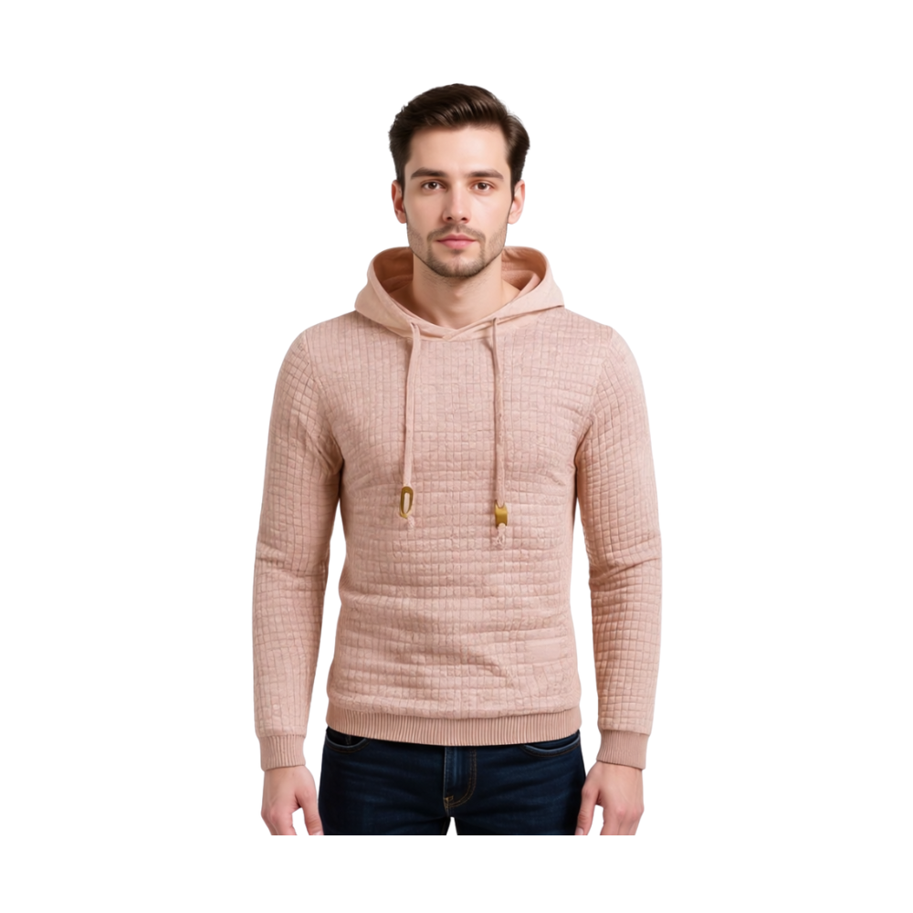 Men Hooded Sweatshirt With Long Sleeves And Drawstring Design