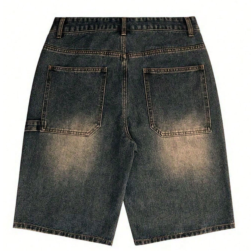 Loose Wide Denim Bermuda Shorts For Men