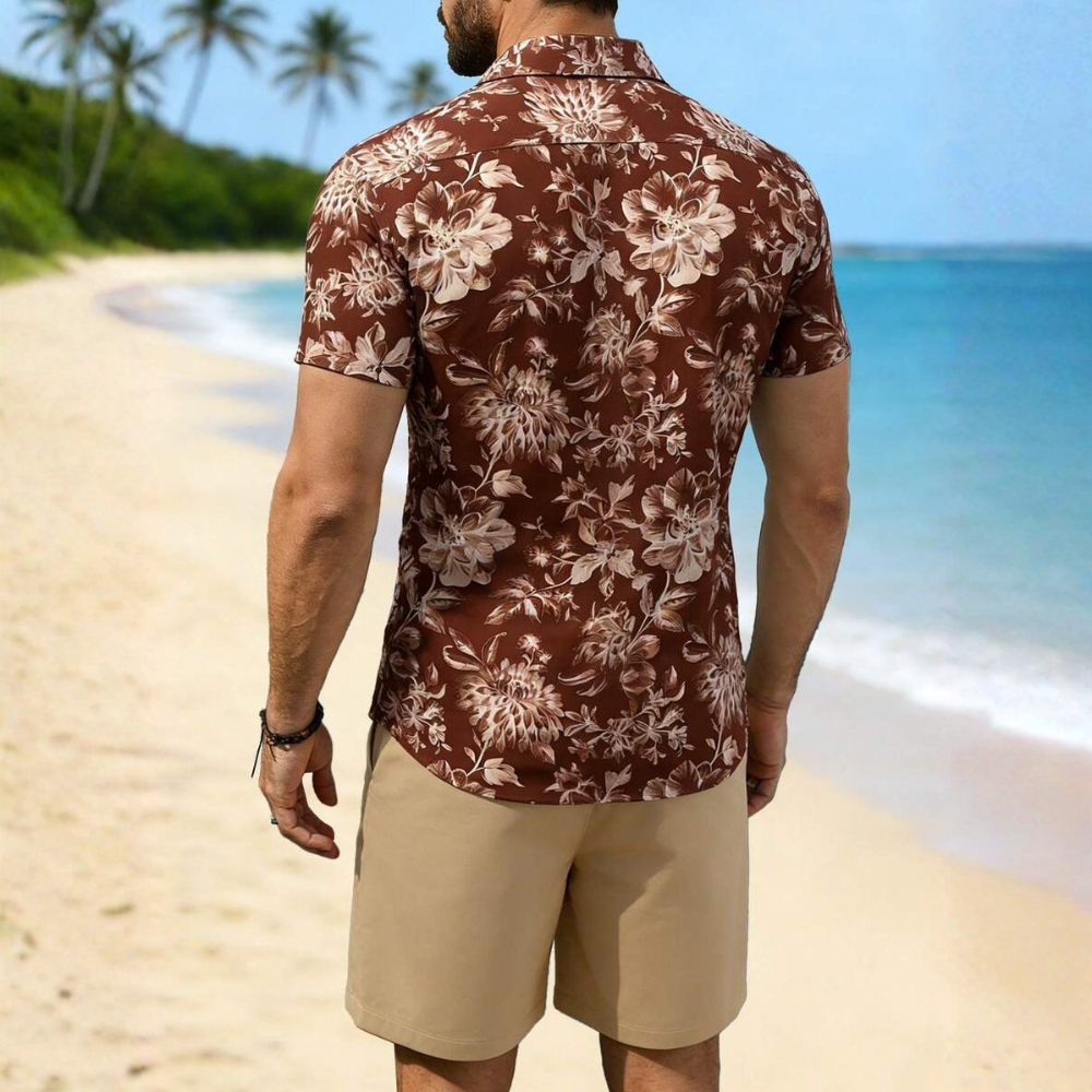 Summer Short Sleeve Shirt And Shorts Set For Men 