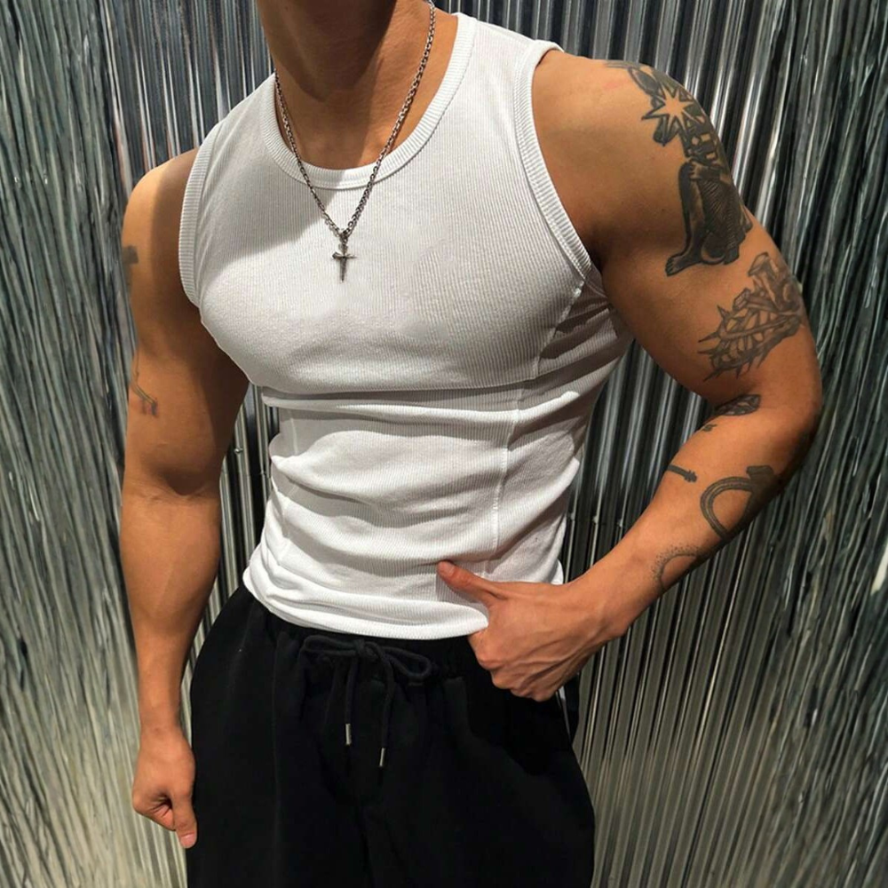 Solid Color Sleeveless Casual Tank Top For Men