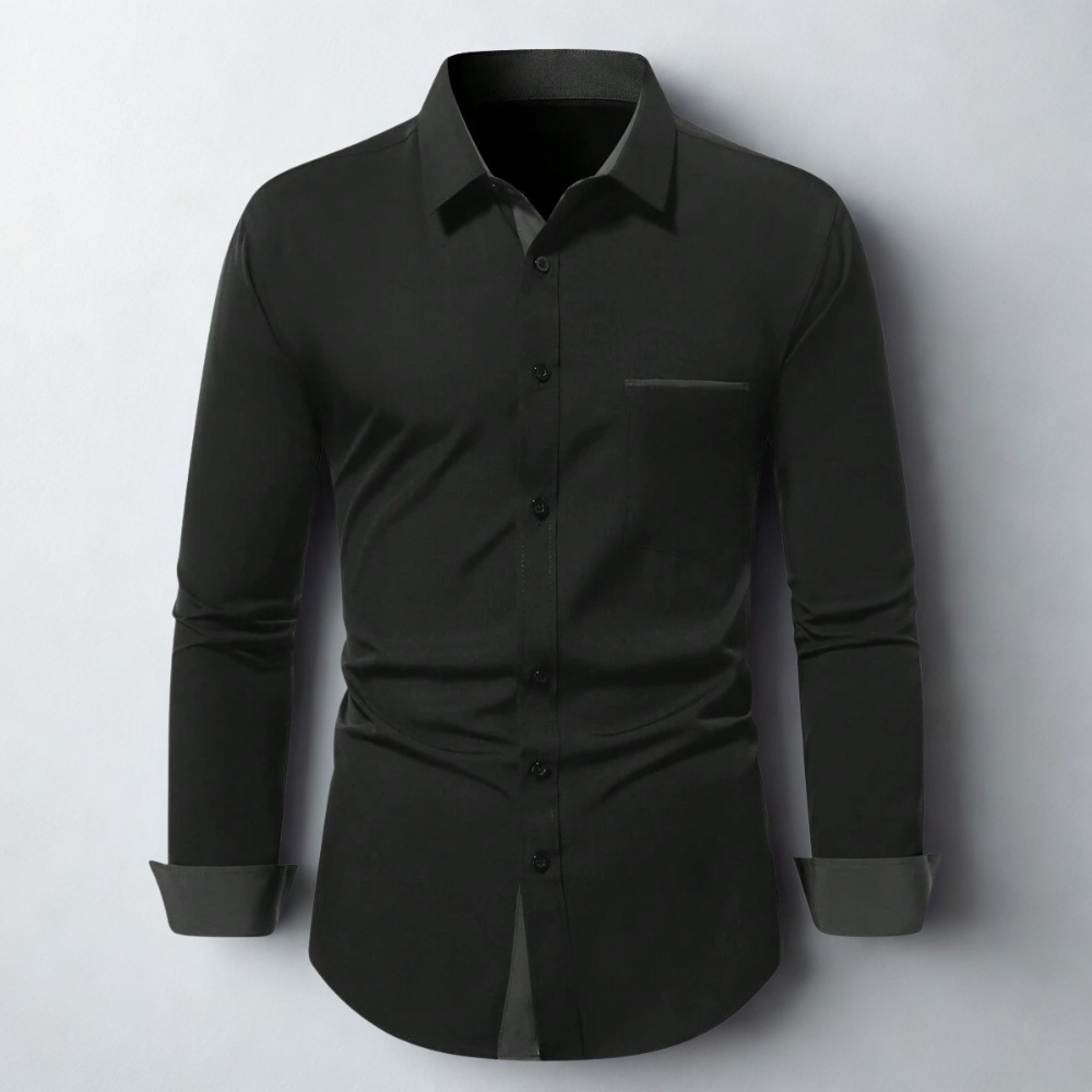 Front Button Long Sleeve Casual Shirt With Pocket For Men