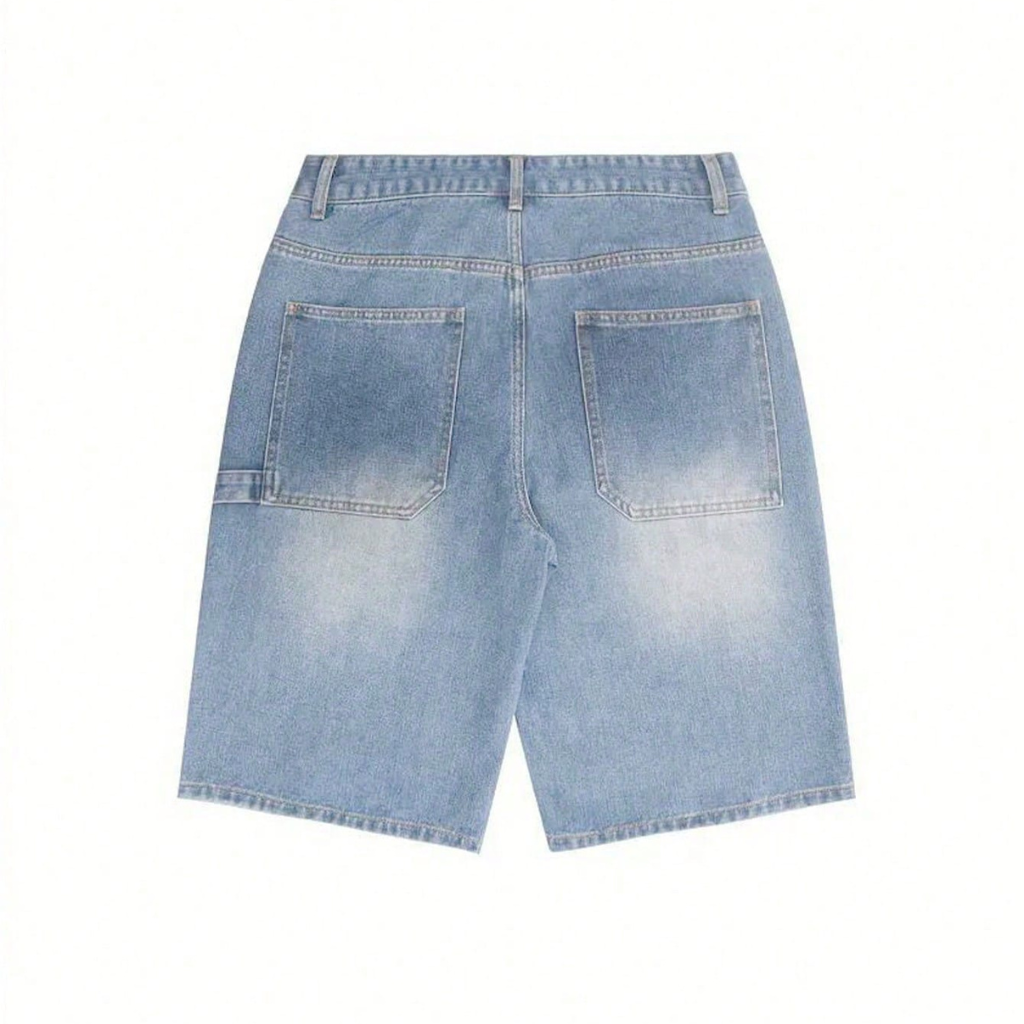 Emo Style Loose Fit Denim Bermuda Shorts For Men