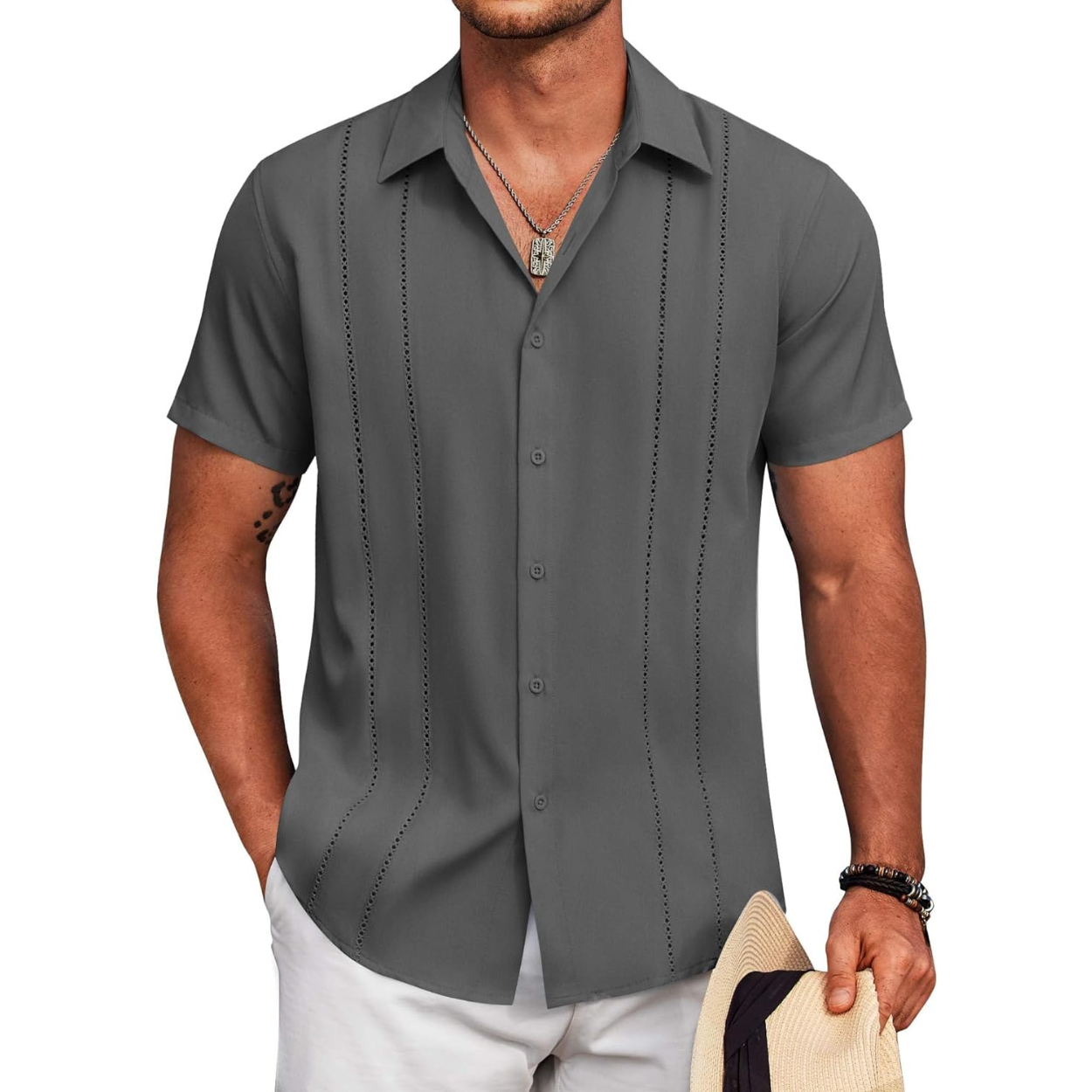 Summer Beach Guayabera Button Down Shirt