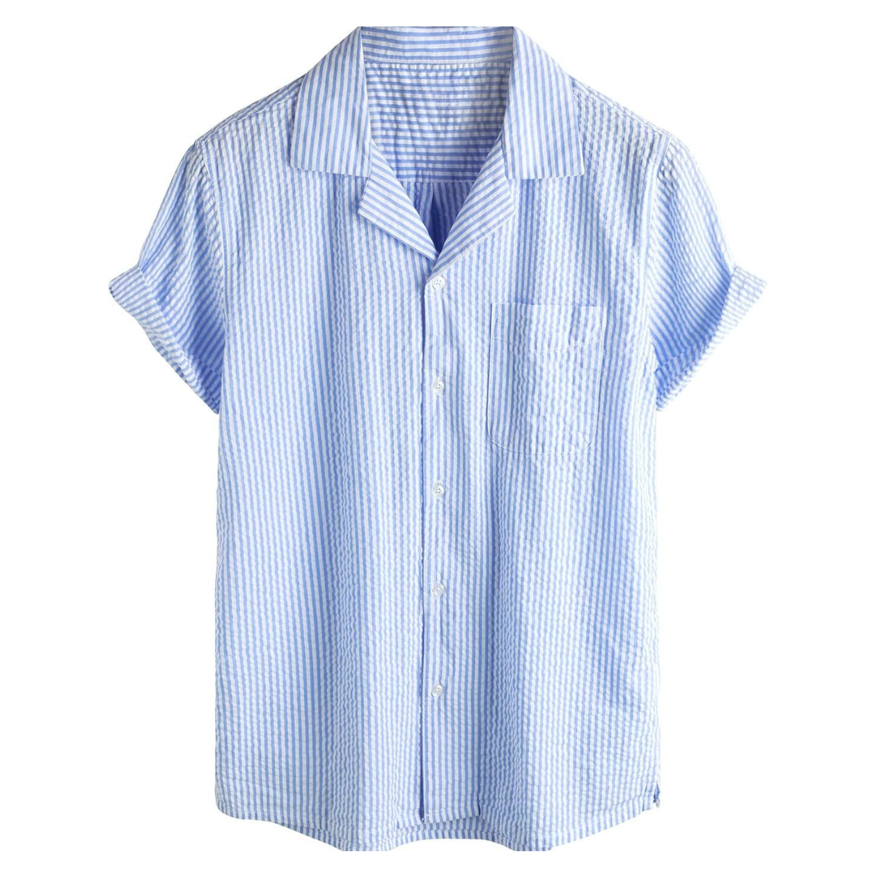Striped Short Sleeve Button Down Shirt For Men