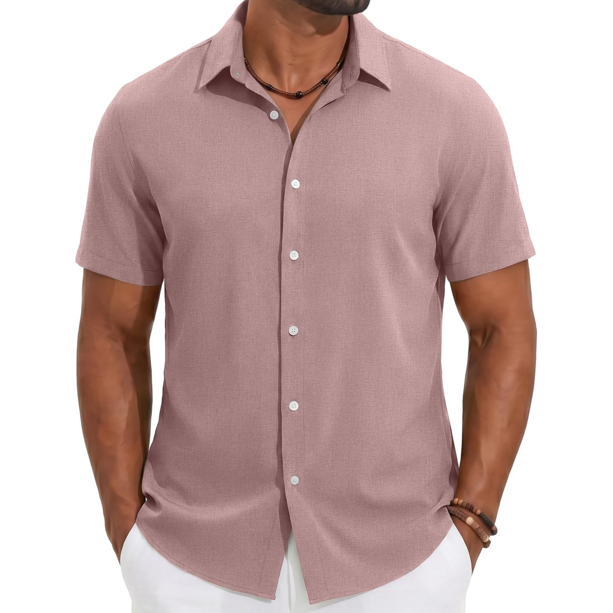 Casual Lightweight Linen Beach Button Down Summer Shirt