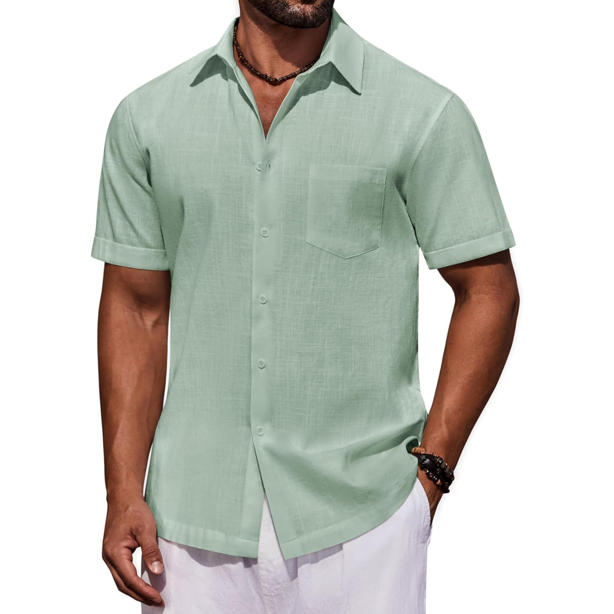 Casual Cotton Linen Summer Beach Button Shirts