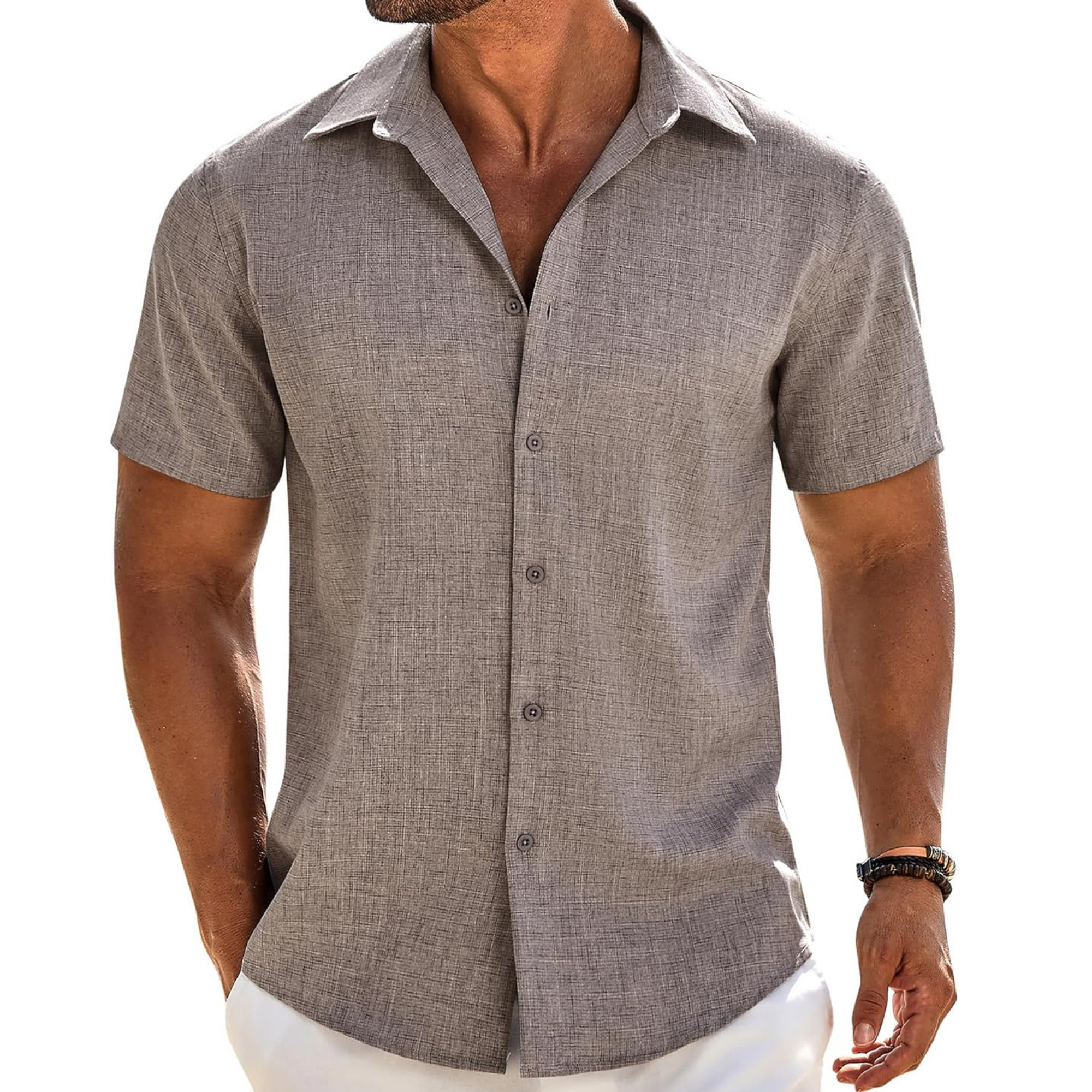 Casual Button Down Linen Summer Beach Shirt