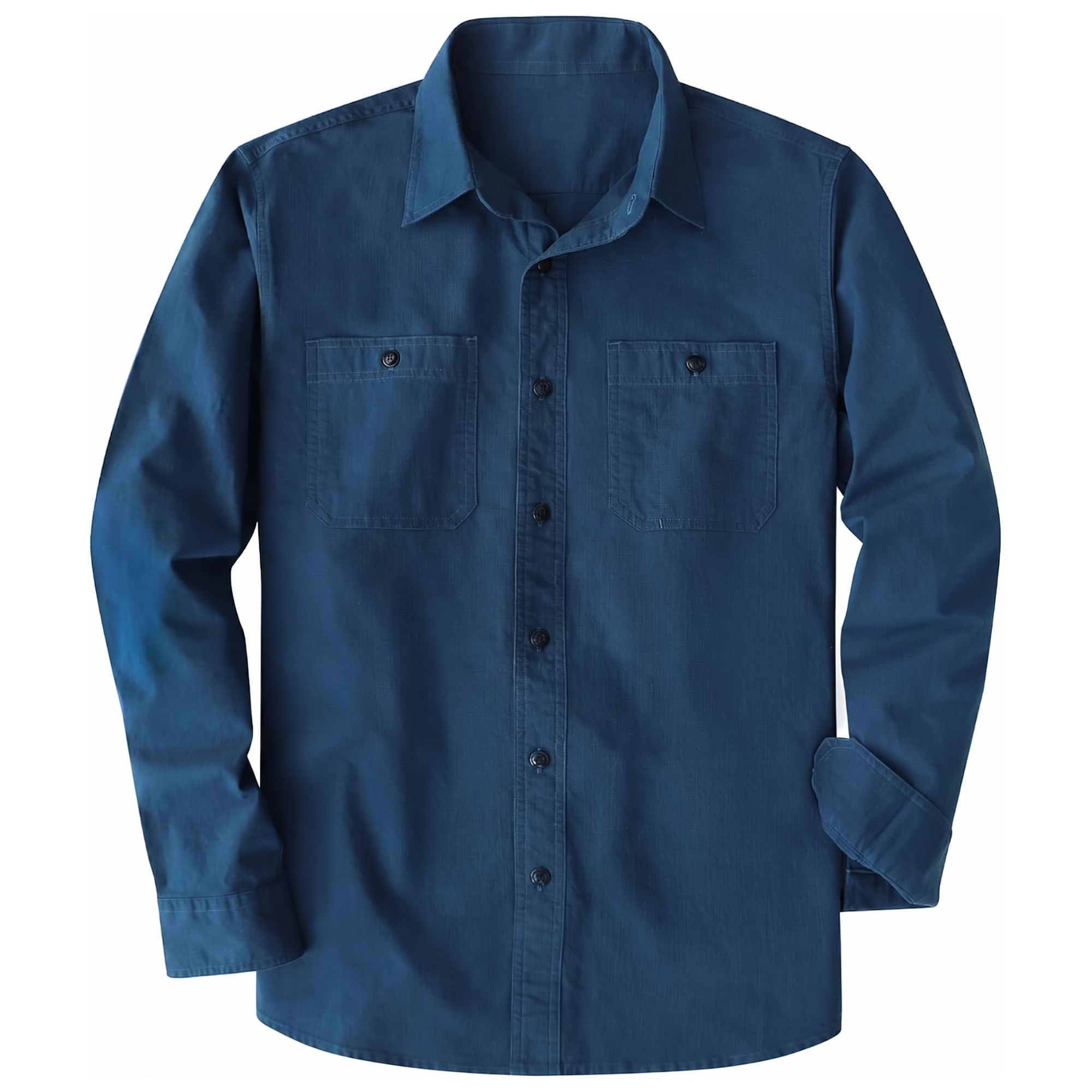 Cotton Chambray Button Up Work Shirt Regular Fit