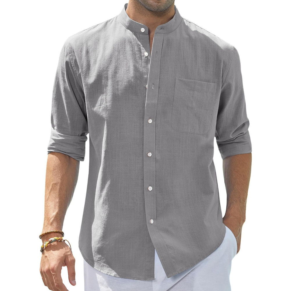 Casual Button Down Linen Shirt for Men