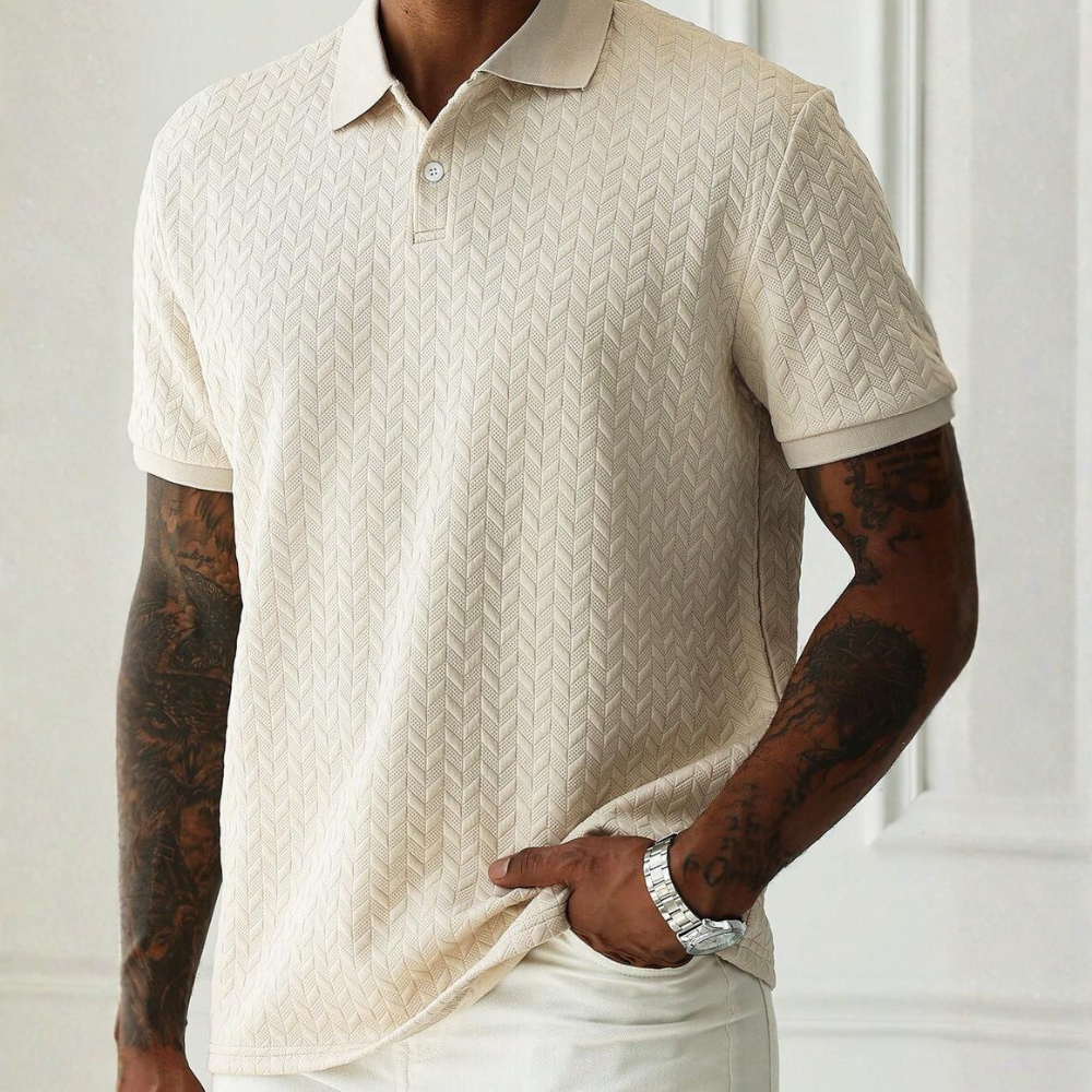 Textured Short Sleeve Polo Shirt For Men
