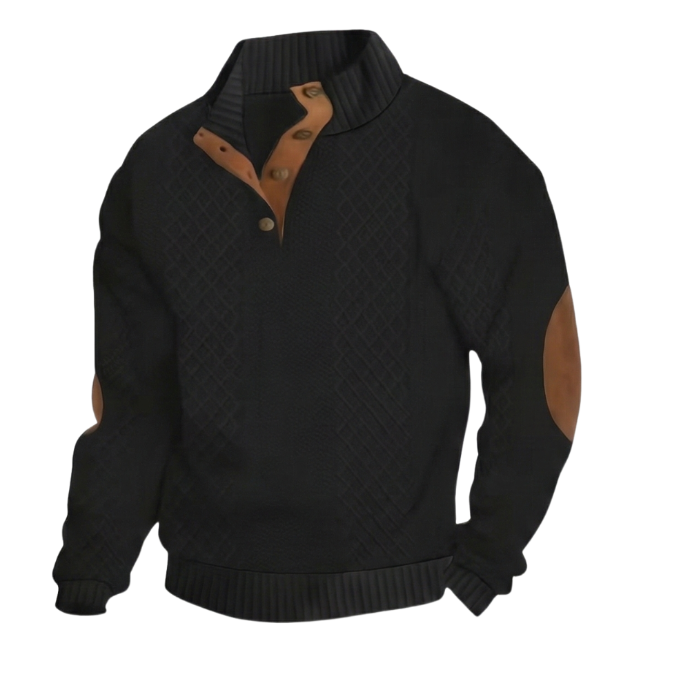 Casual Sports Knitted Sweatshirt With Button Detail For Men